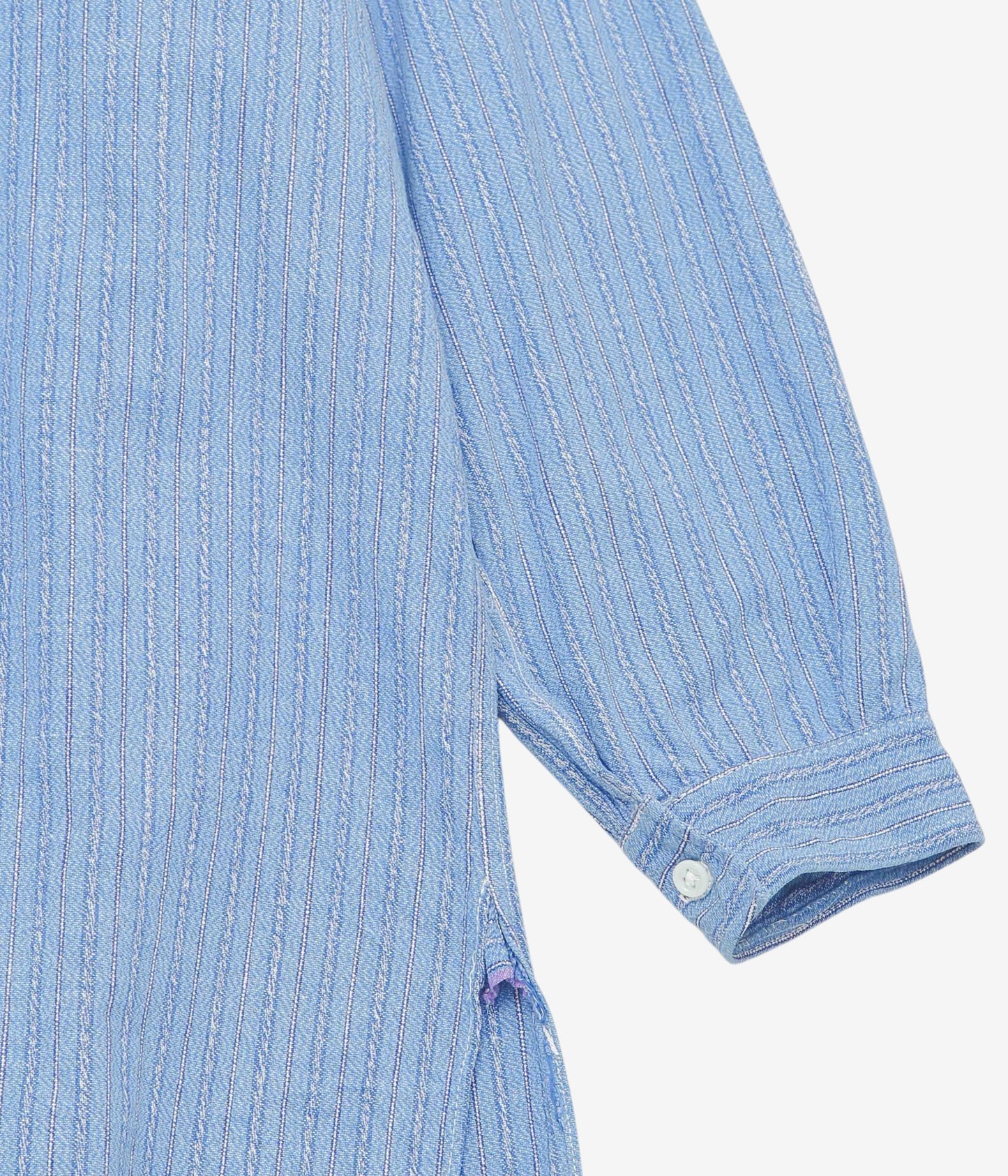 VINTAGE CLOTHING ''1950'S FRENCH BLUE GRANPA SHIRT'' (BLUE STRIPE)