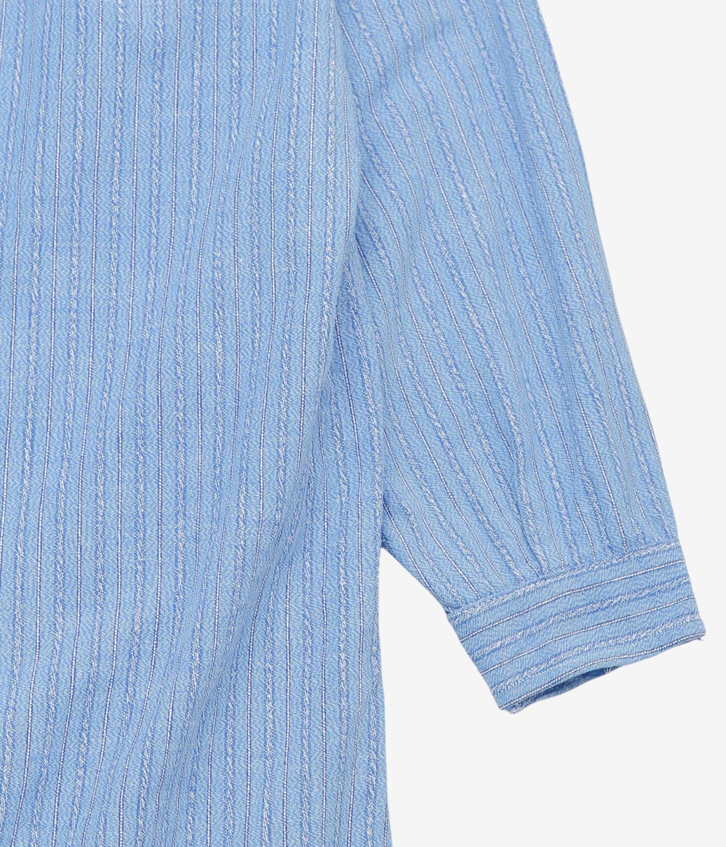 VINTAGE CLOTHING ''1950'S FRENCH BLUE GRANPA SHIRT'' (BLUE STRIPE)