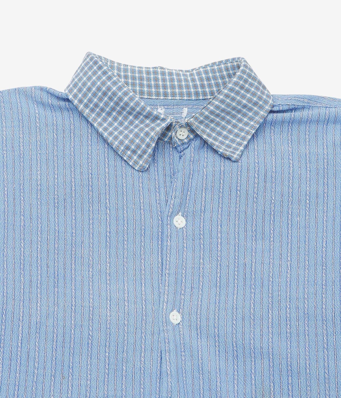 VINTAGE CLOTHING ''1950'S FRENCH BLUE GRANPA SHIRT(CHECK COLLAR)'' (BLUE×CHECK)