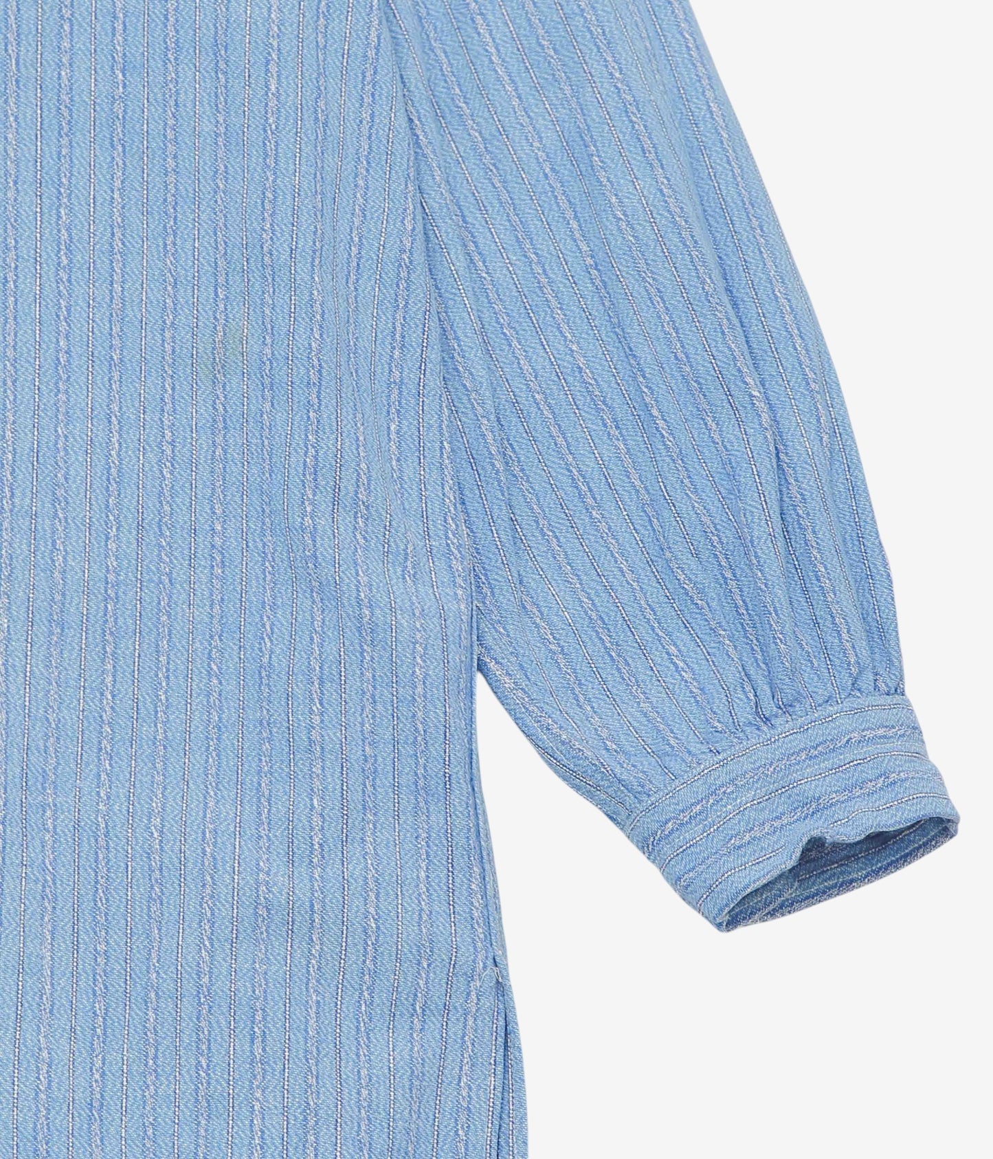 VINTAGE CLOTHING ''1950'S FRENCH BLUE GRANPA SHIRT(CHECK COLLAR)'' (BLUE×CHECK)