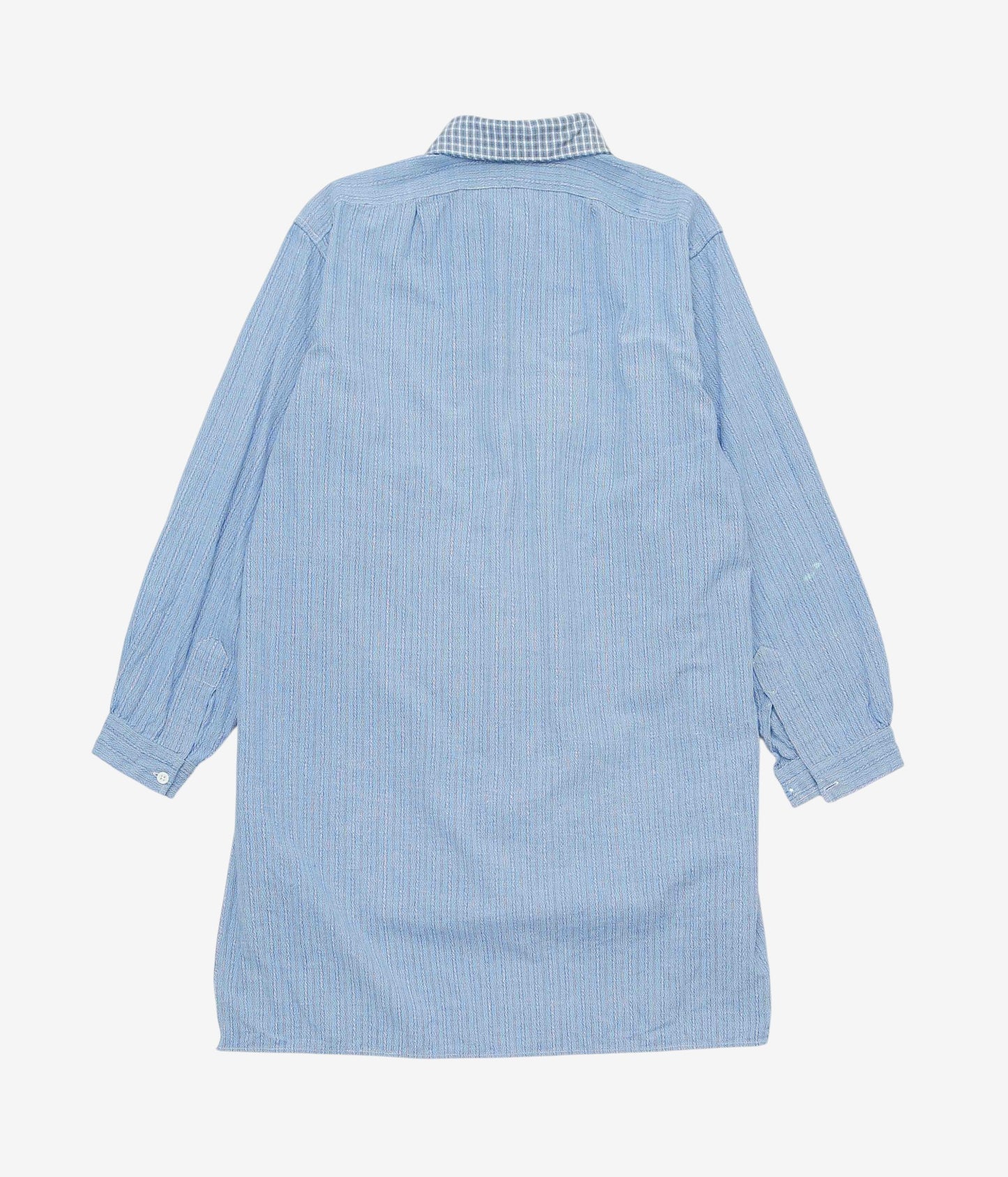 VINTAGE CLOTHING ''1950'S FRENCH BLUE GRANPA SHIRT(CHECK COLLAR)'' (BLUE×CHECK)