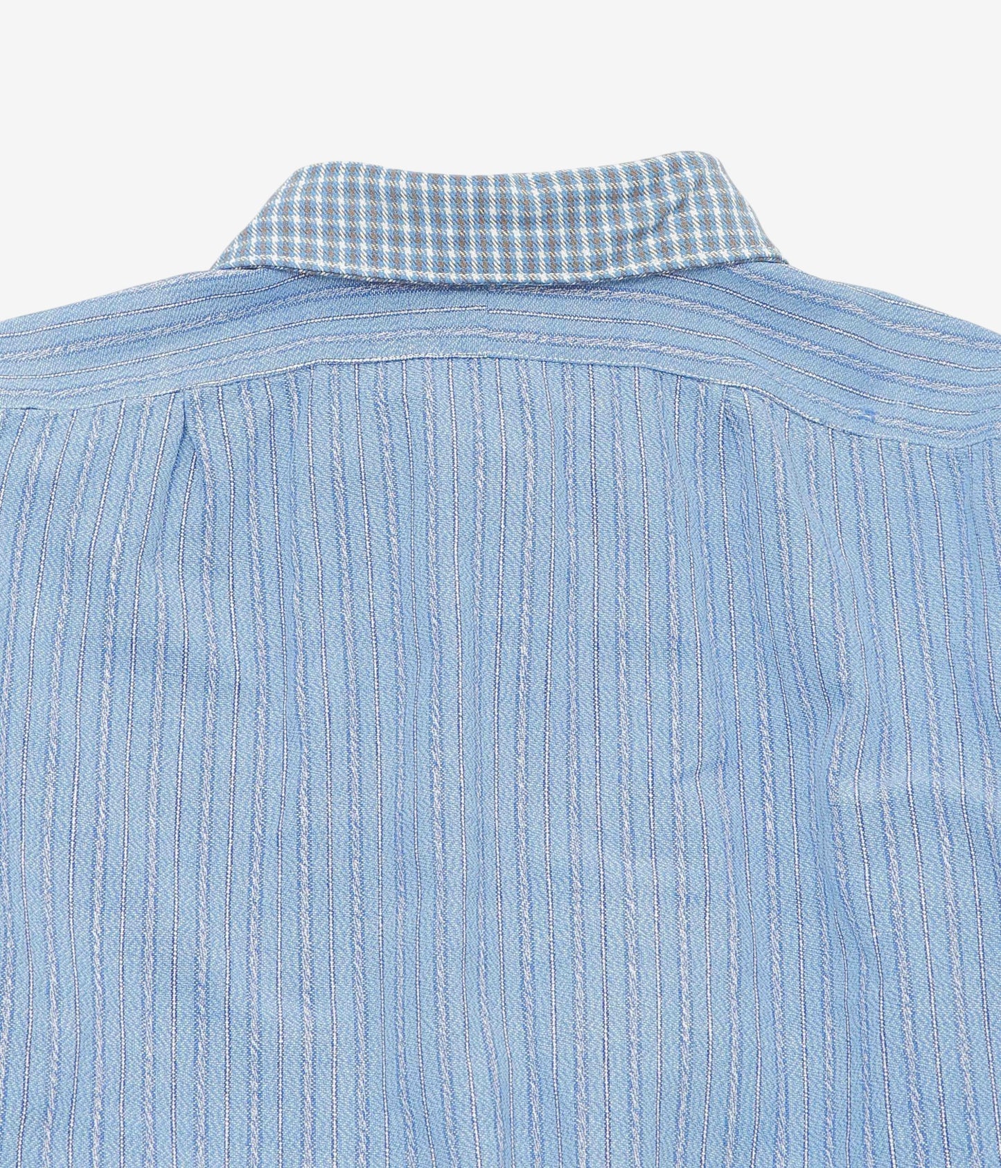 VINTAGE CLOTHING ''1950'S FRENCH BLUE GRANPA SHIRT(CHECK COLLAR)'' (BLUE×CHECK)