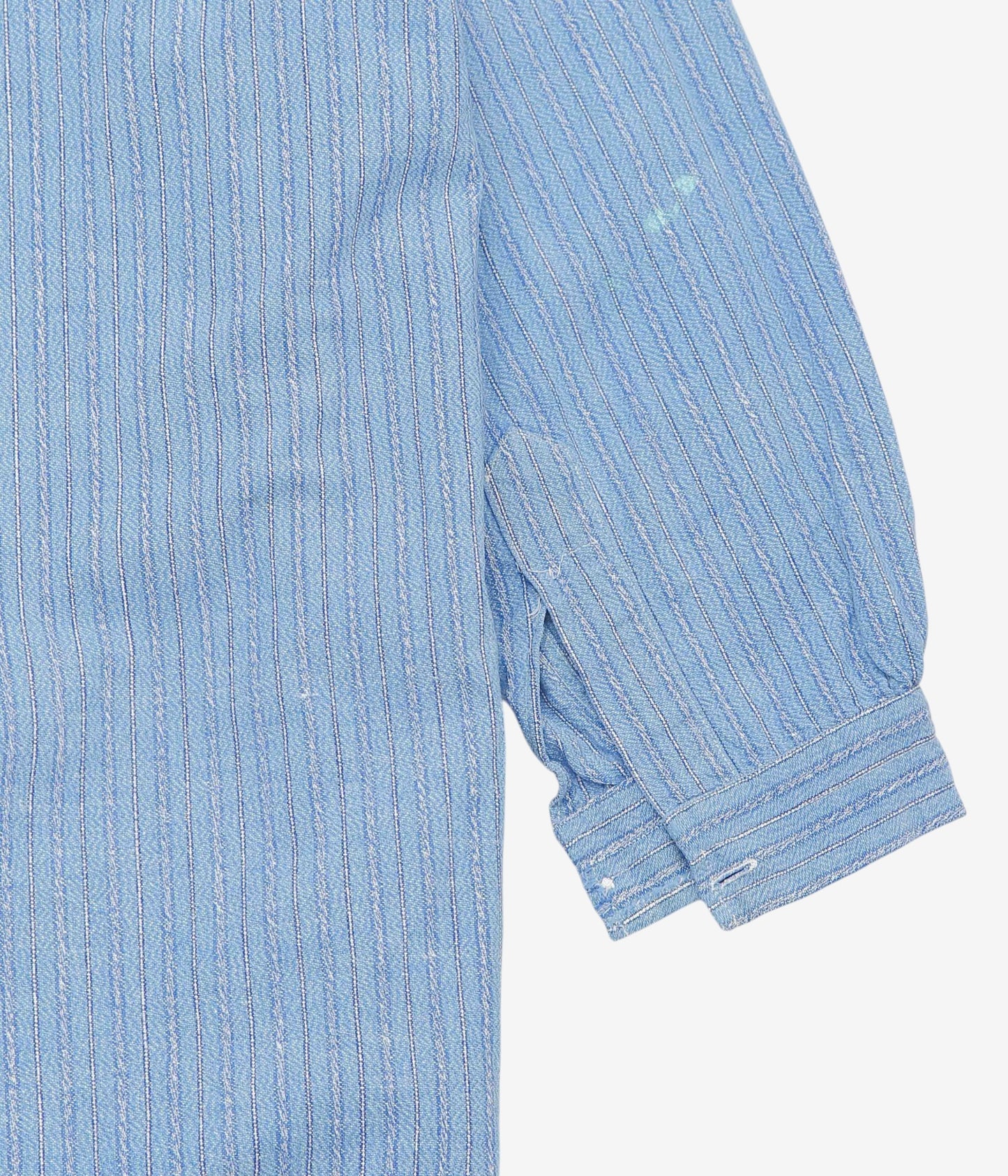 VINTAGE CLOTHING ''1950'S FRENCH BLUE GRANPA SHIRT(CHECK COLLAR)'' (BLUE×CHECK)