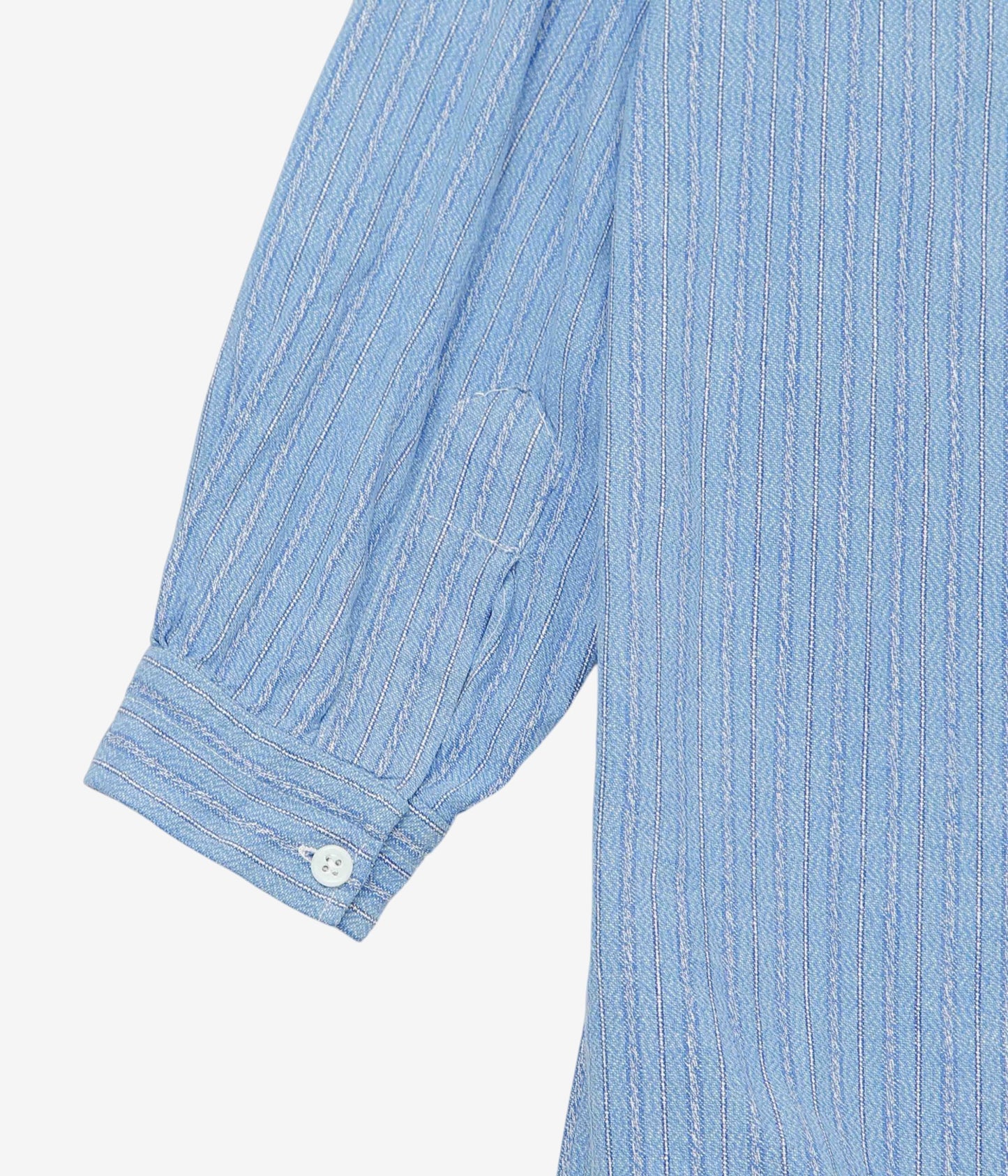 VINTAGE CLOTHING ''1950'S FRENCH BLUE GRANPA SHIRT(CHECK COLLAR)'' (BLUE×CHECK)