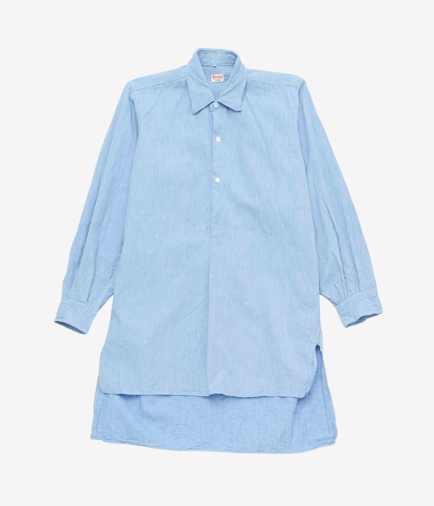 VINTAGE CLOTHING ''1950'S FRENCH BLUE GRANPA SHIRT(PLAIN)'' (BLUE)
