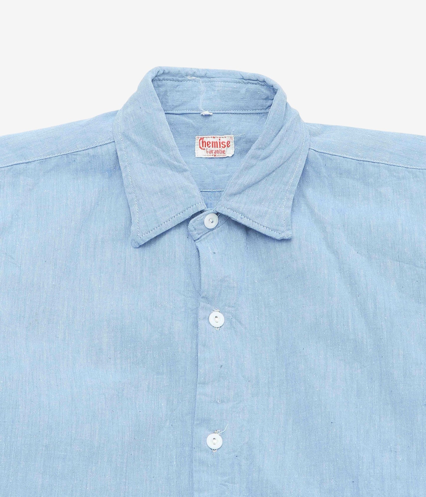 VINTAGE CLOTHING ''1950'S FRENCH BLUE GRANPA SHIRT(PLAIN)'' (BLUE)