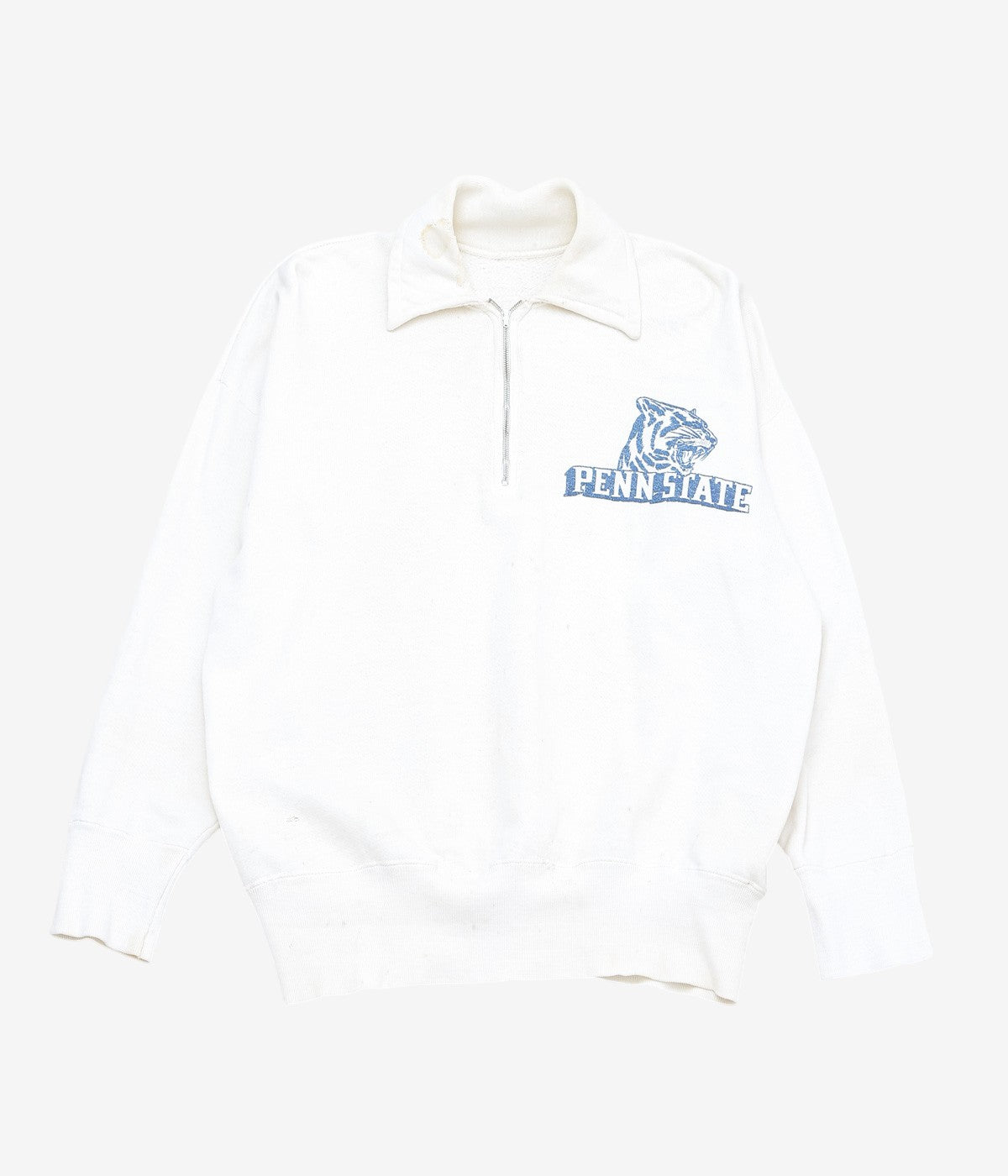 VINTAGE CLOTHING ''1950’S PENN STATE HALF ZIP SWEAT'' (WHITE)