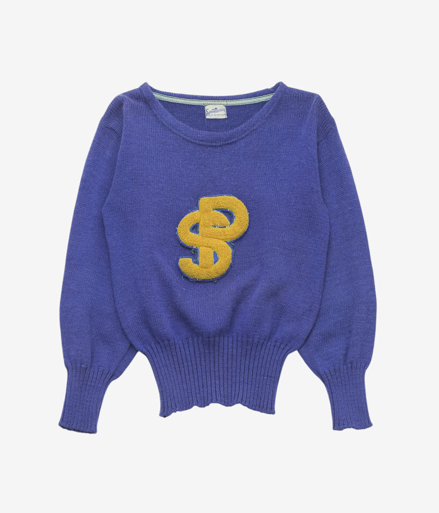 VINTAGE CLOTHING ''1950's WOOL SPORTS SWEATER'' (BLUE)