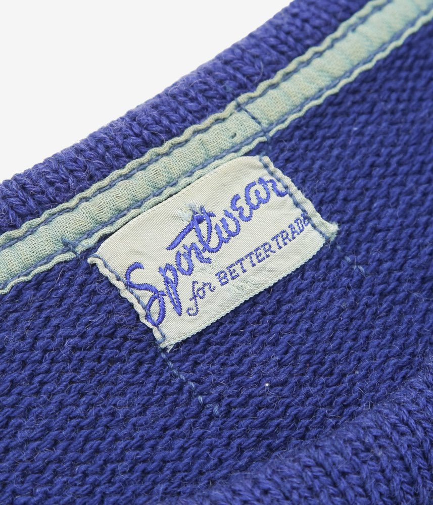 VINTAGE CLOTHING ''1950's WOOL SPORTS SWEATER'' (BLUE)