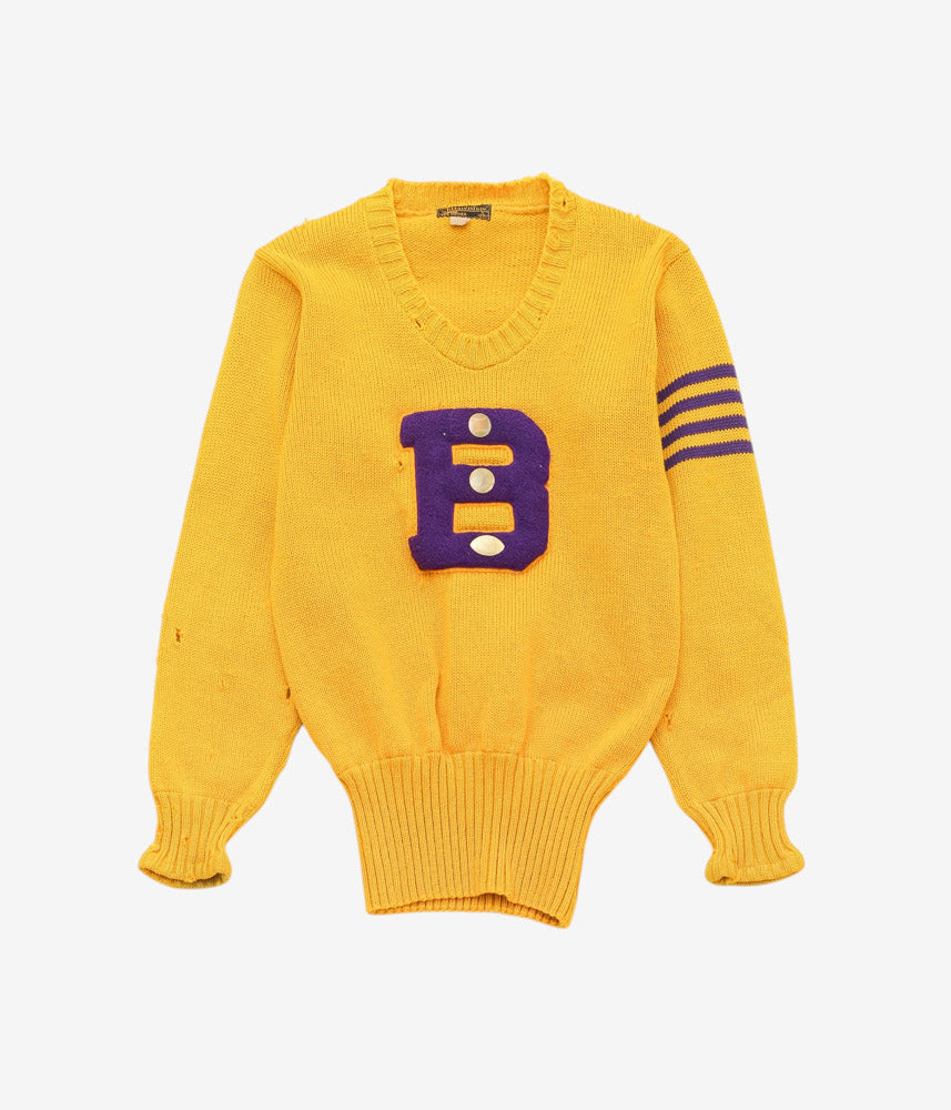 VINTAGE CLOTHING ''1950s WOOL LETTERED KNIT'' (MUSTARD)