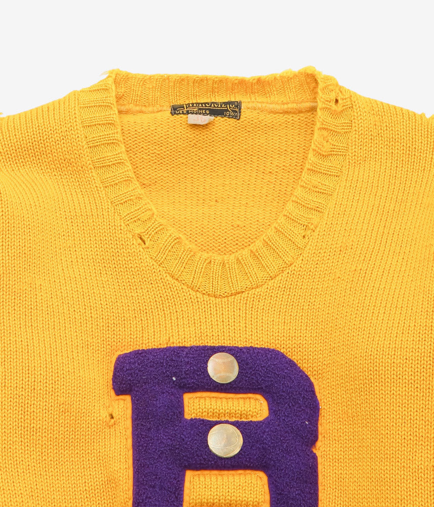 VINTAGE CLOTHING ''1950s WOOL LETTERED KNIT'' (MUSTARD)