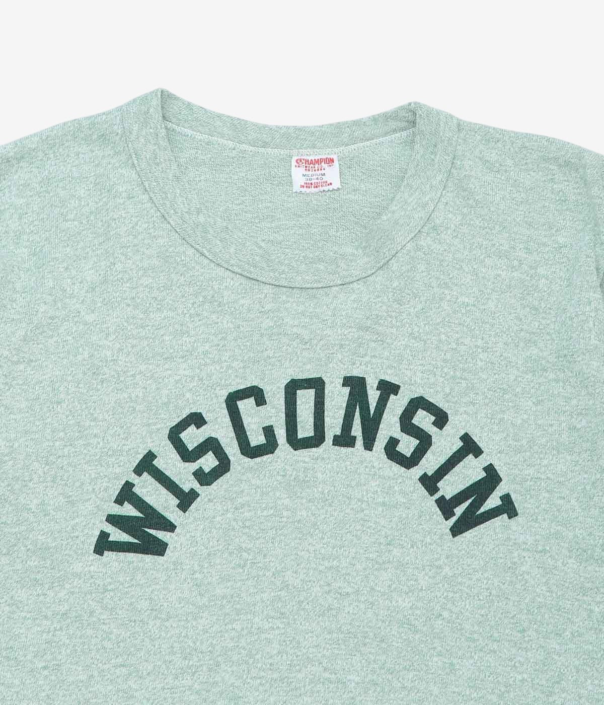 VINTAGE CLOTHING ''1960’S CHAMPION "WISCONSIN" COLLEGE TEE'' (LT.GREEN)
