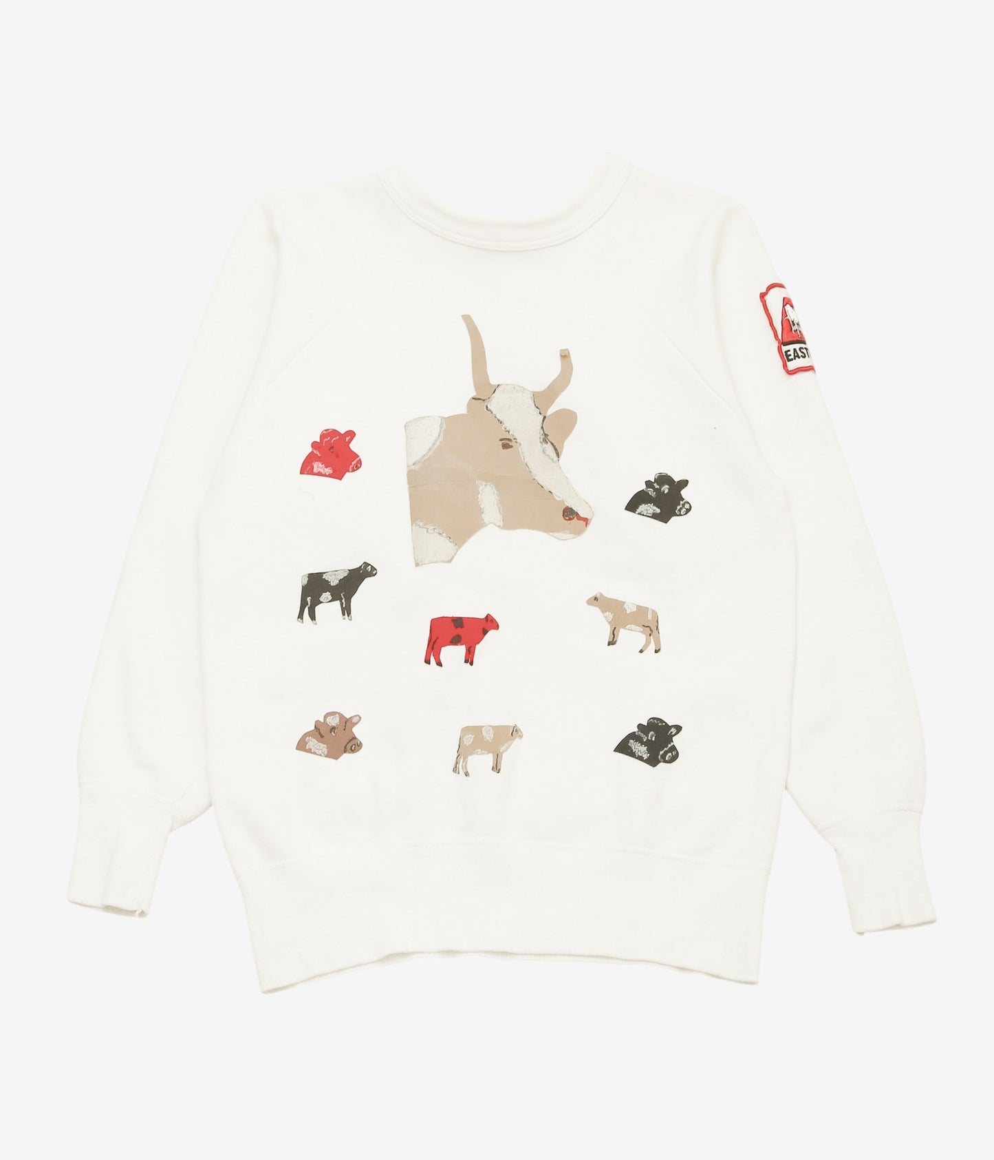 VINTAGE CLOTHING ''1960s HANES COTTON SWEAT W/COW PATCH'' (WHITE)