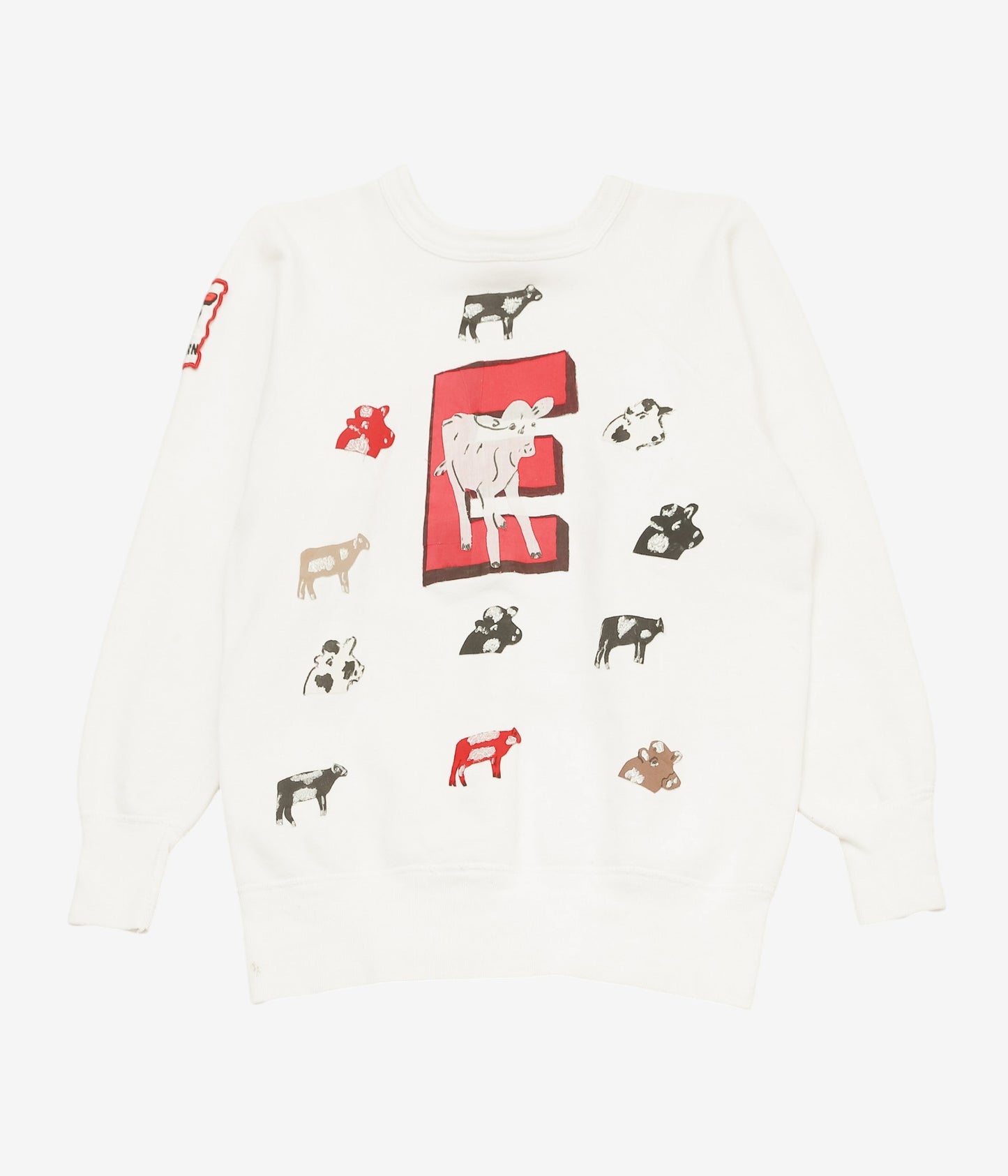 VINTAGE CLOTHING ''1960s HANES COTTON SWEAT W/COW PATCH'' (WHITE)