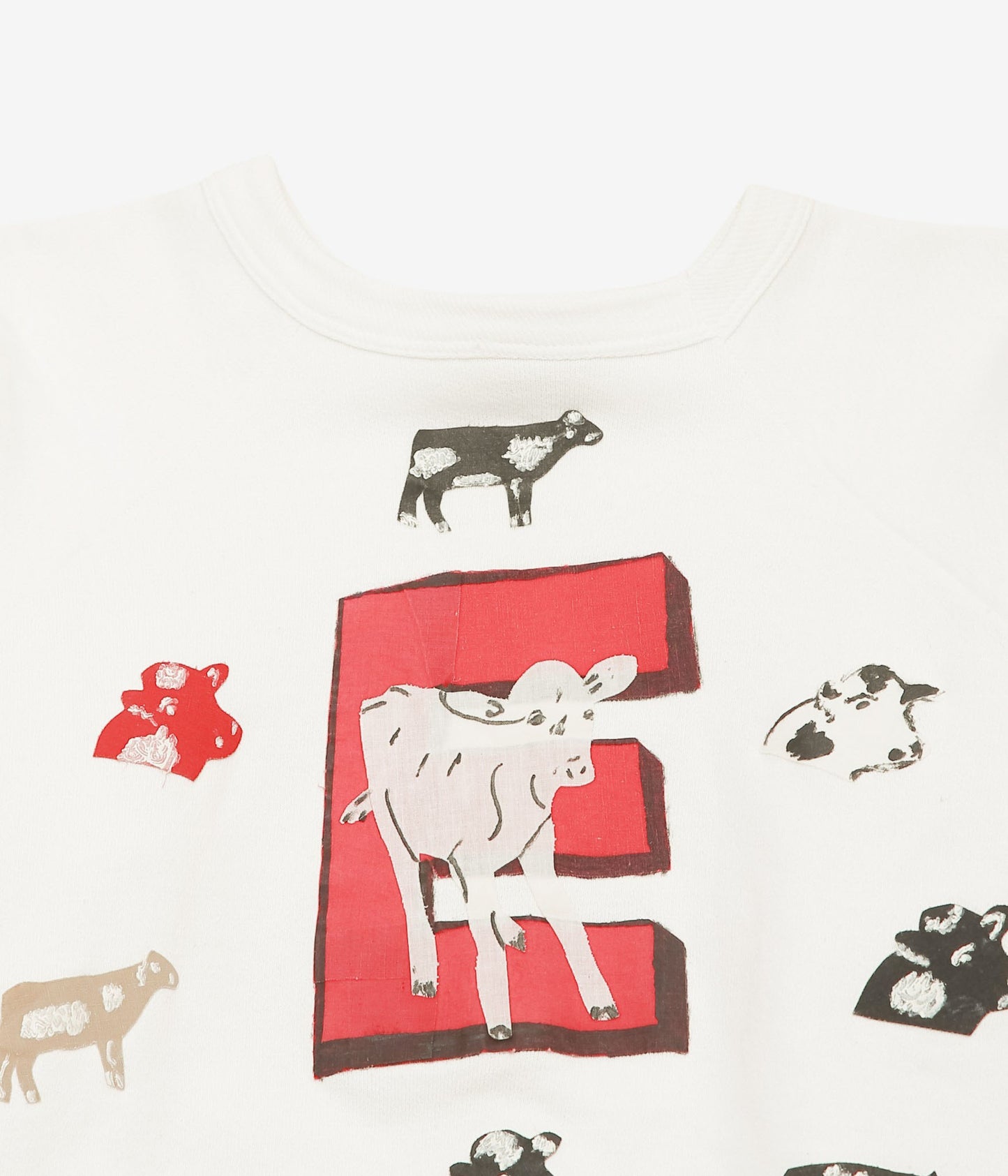 VINTAGE CLOTHING ''1960s HANES COTTON SWEAT W/COW PATCH'' (WHITE)