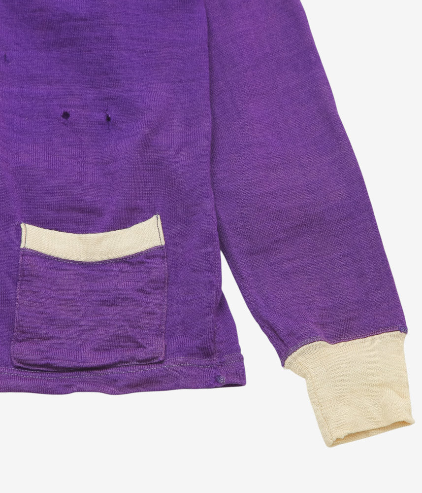 VINTAGE CLOTHING ''1960s KNIT CARDIGAN NON LETTER'' (PURPLE)