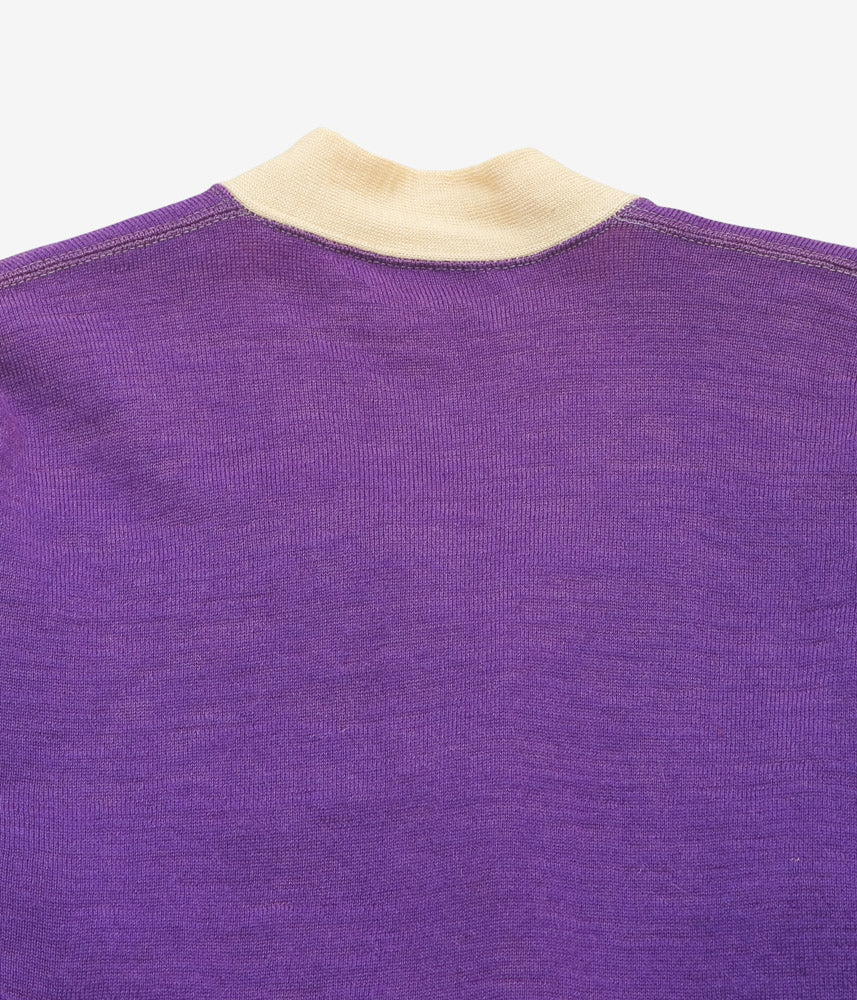 VINTAGE CLOTHING ''1960s KNIT CARDIGAN NON LETTER'' (PURPLE)