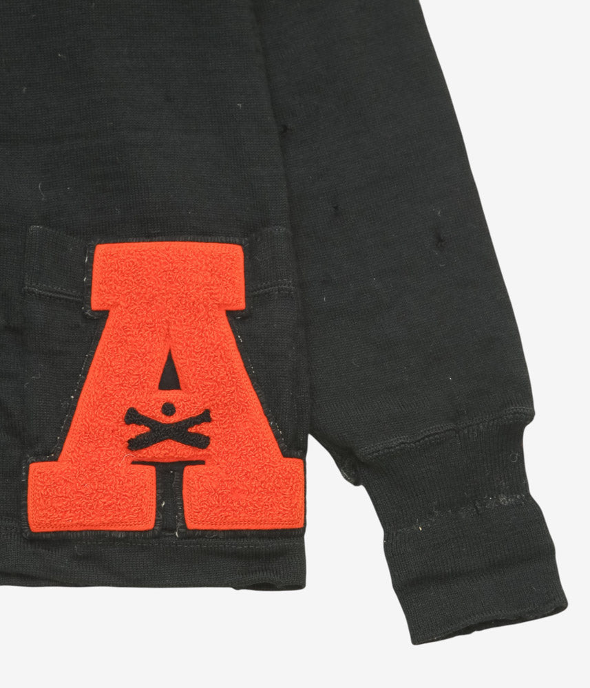 VINTAGE CLOTHING ''1960s WOOL LETTERED KNIT CARDIGAN'' (BLACK)