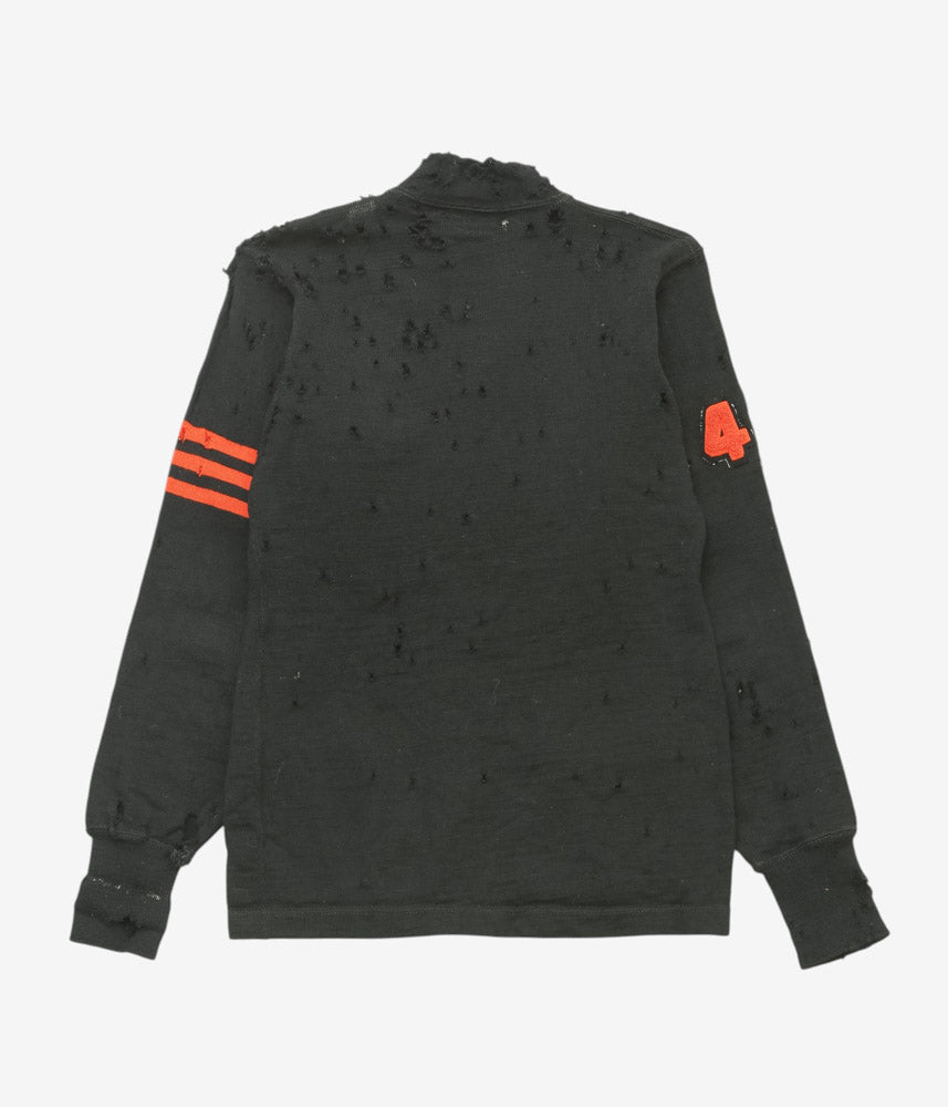 VINTAGE CLOTHING ''1960s WOOL LETTERED KNIT CARDIGAN'' (BLACK)