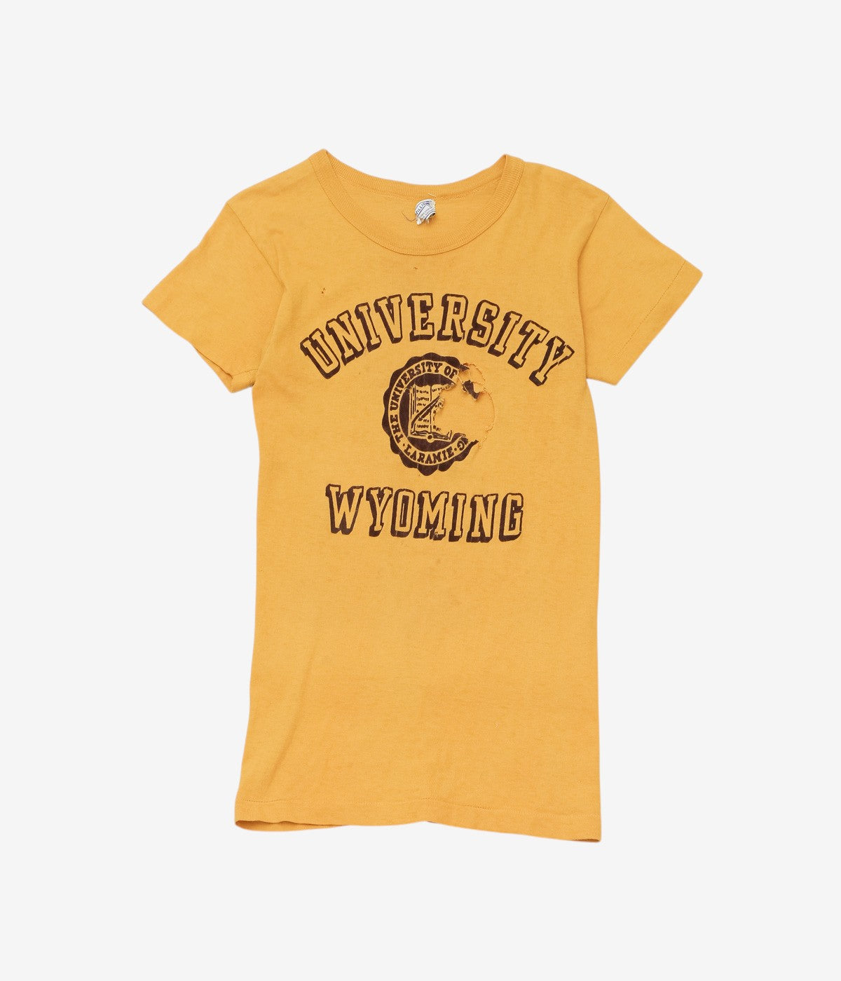VINTAGE CLOTHING ''60's WYOMING UNIVERSITY TEE'' (MUSTARD)
