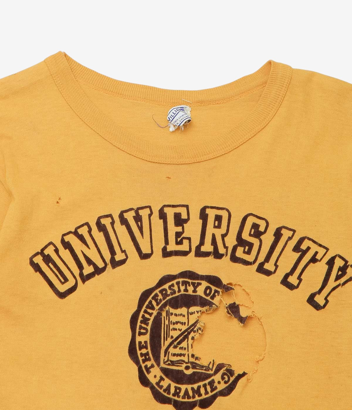 VINTAGE CLOTHING ''60's WYOMING UNIVERSITY TEE'' (MUSTARD)