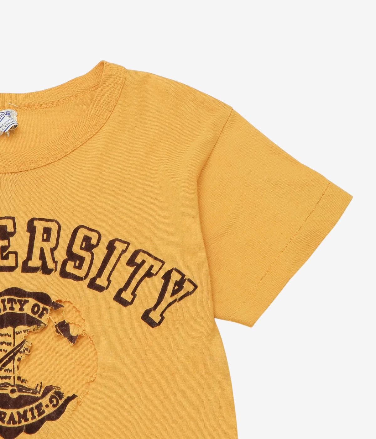 VINTAGE CLOTHING ''60's WYOMING UNIVERSITY TEE'' (MUSTARD)