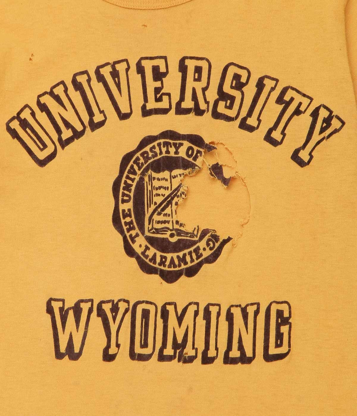 VINTAGE CLOTHING ''60's WYOMING UNIVERSITY TEE'' (MUSTARD)