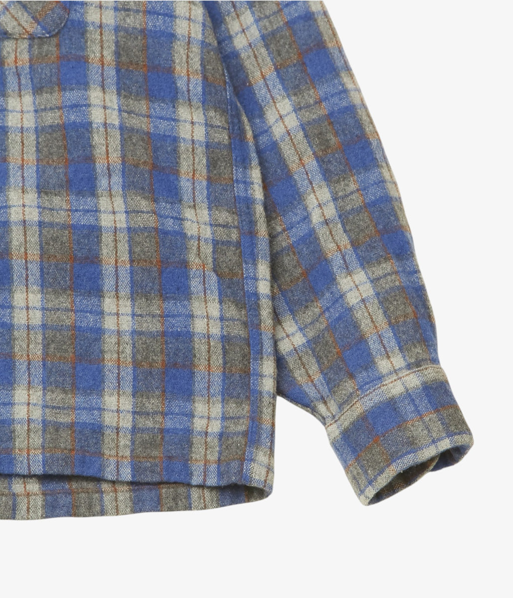 VINTAGE CLOTHING ''60s SEARS WOOL PLAID SHIRT'' (BLUE)