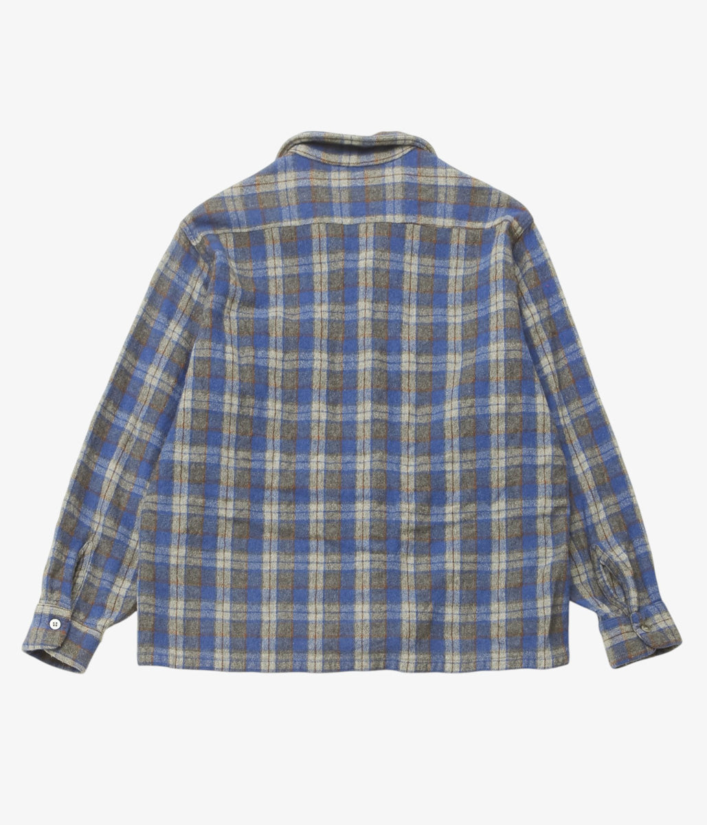 VINTAGE CLOTHING ''60s SEARS WOOL PLAID SHIRT'' (BLUE)
