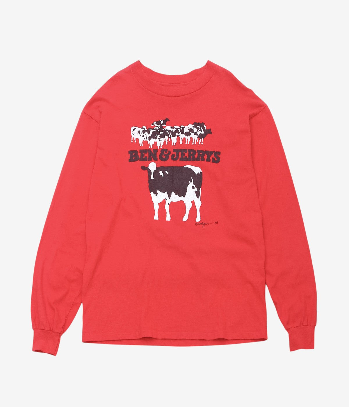 VINTAGE CLOTHING ''80's BEN&JERRY'S L/S TEE'' (RED)