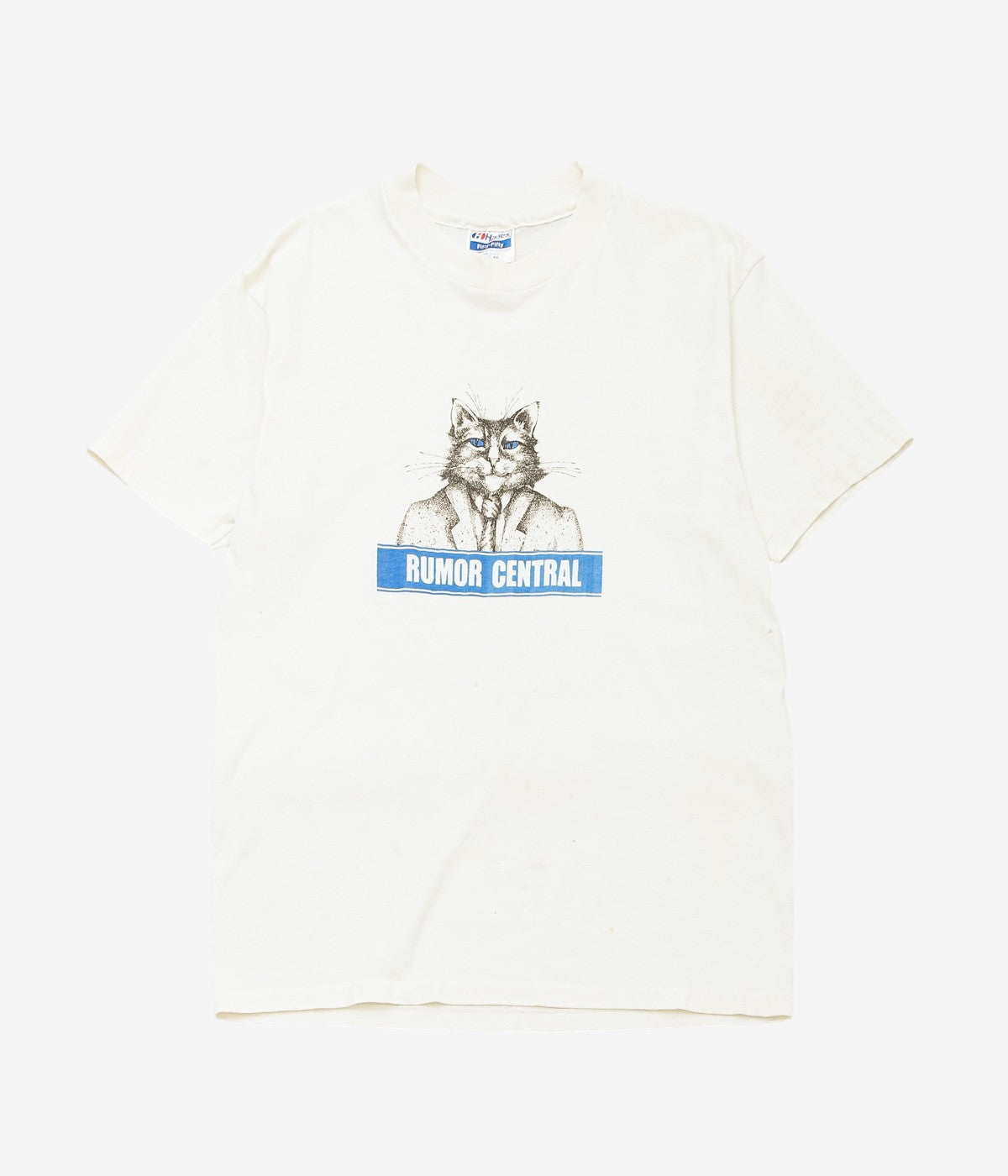VINTAGE CLOTHING ''80's RUMOR CENTRAL CAT TEE'' (NATURAL)
