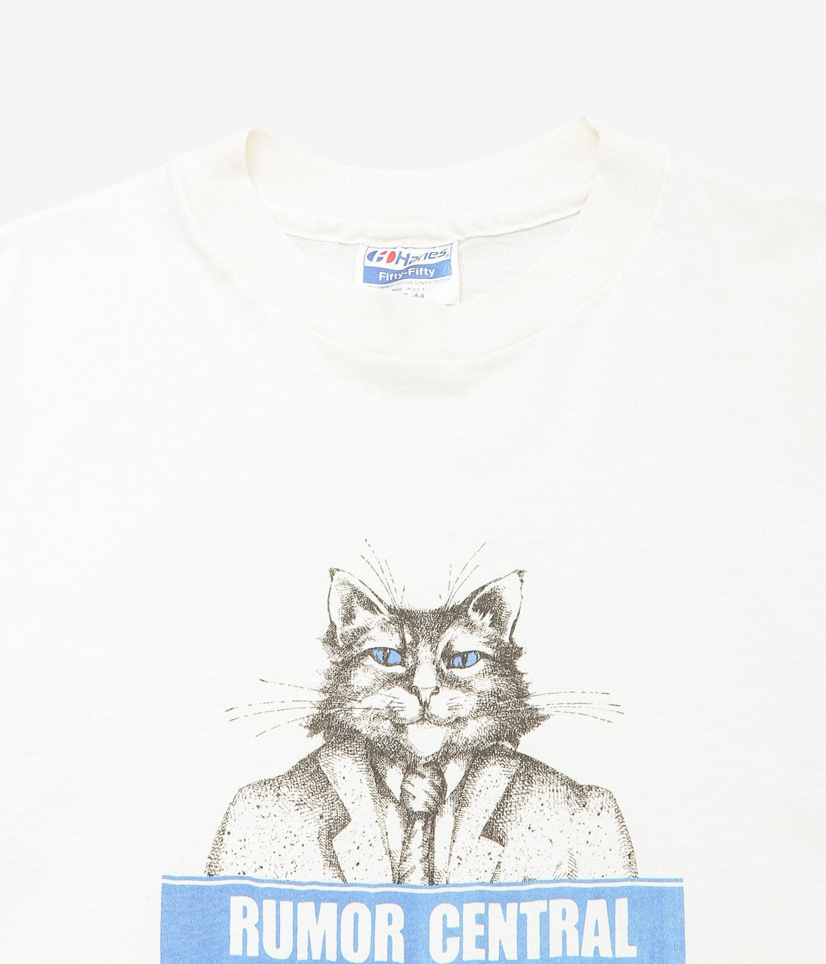 VINTAGE CLOTHING ''80's RUMOR CENTRAL CAT TEE'' (NATURAL)