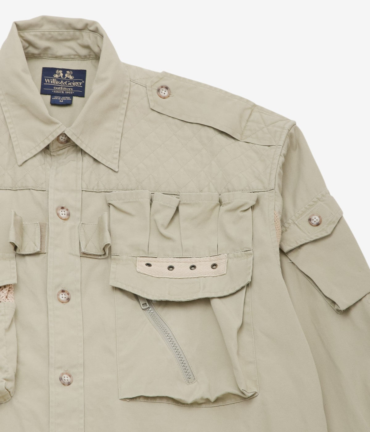 VINTAGE CLOTHING ''90's WILLIS&GEIGER SAFARI SAFARI BUSH SHIRT'' (BEIGE)