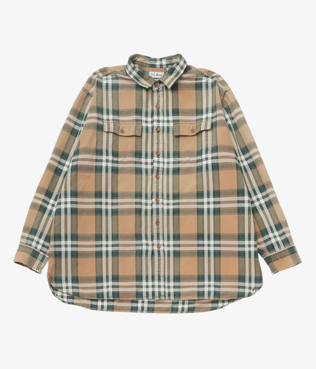 VINTAGE CLOTHING ''90s L.L.BEAN PLAID FLANNEL SHIRT'' (BEIGE)