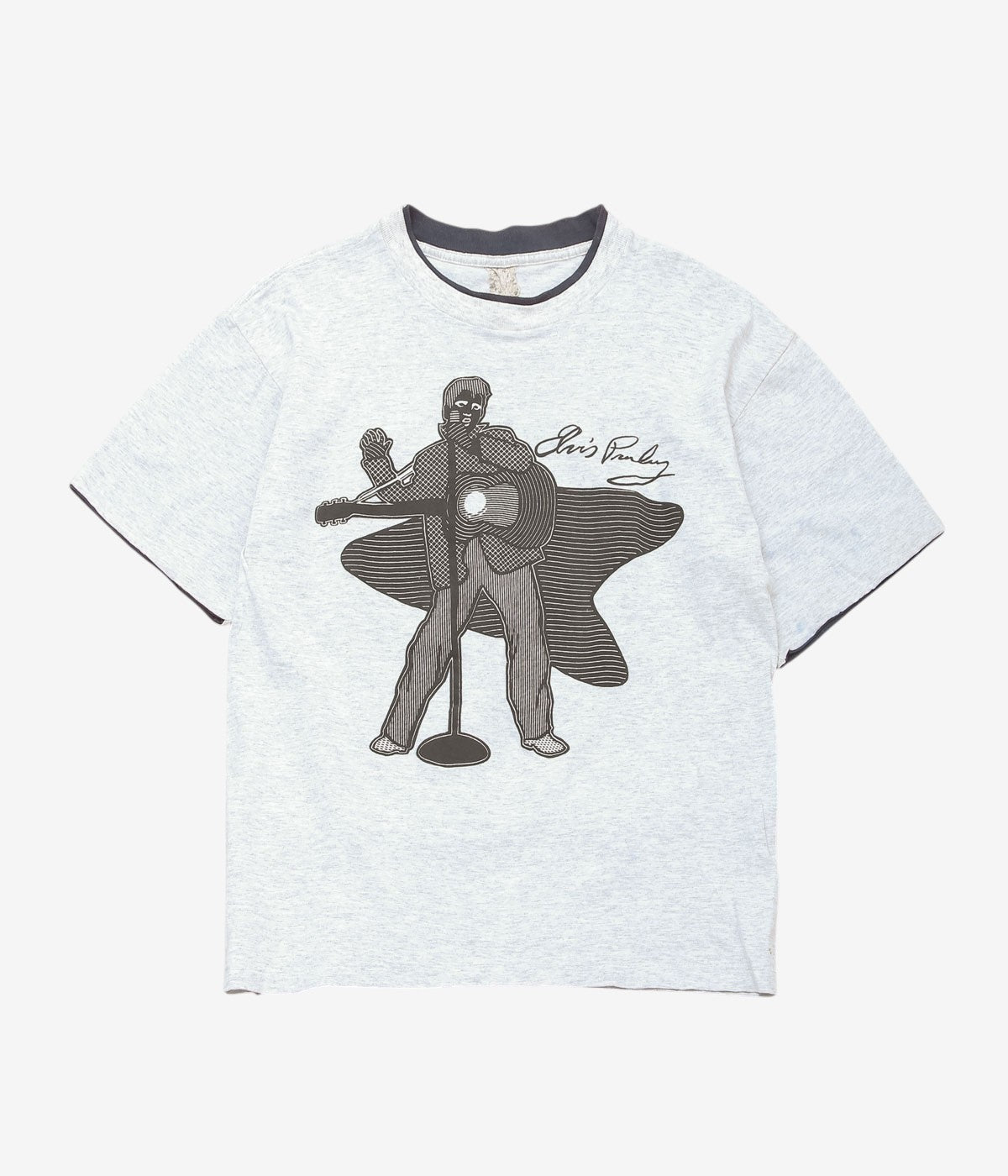 VINTAGE CLOTHING ''DEADSTOCK 90'S ELVIS PRESLEY T-SHIRT''(GREY/BLACK)