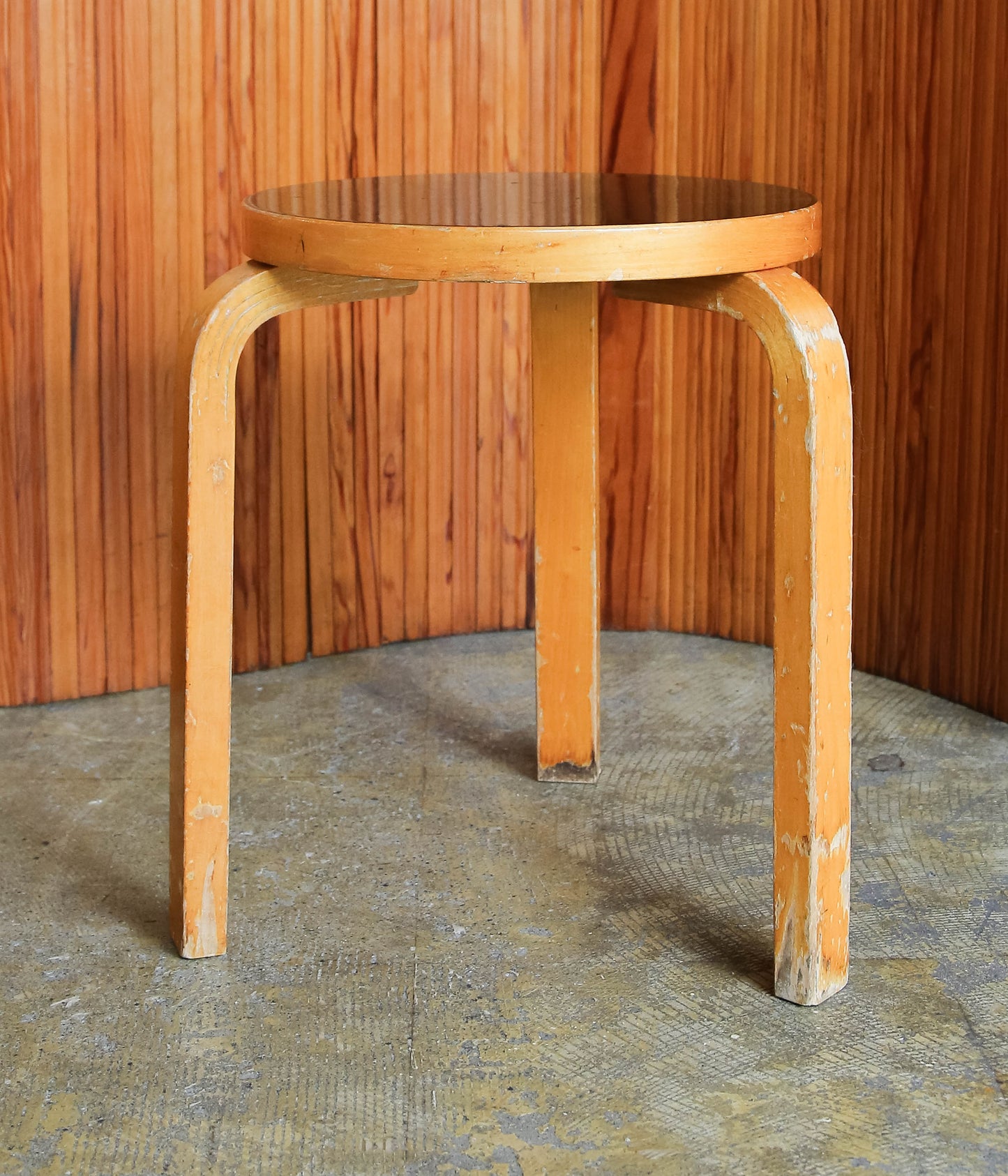 VINTAGE FUNITURE ''106【ALVAR AALTO】STOOL 60 BLACK LINOUEM 50s'' (NATURAL)