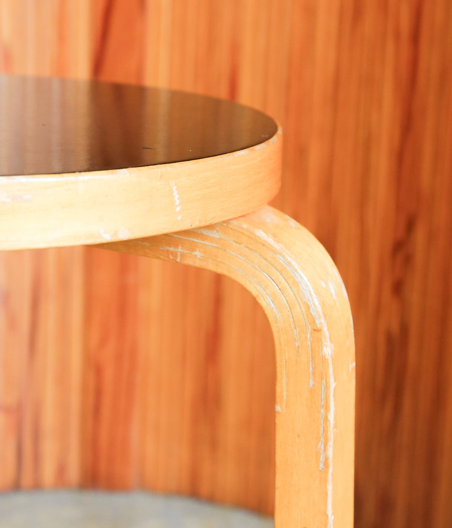 VINTAGE FUNITURE ''106【ALVAR AALTO】STOOL 60 BLACK LINOUEM 50s'' (NATURAL)