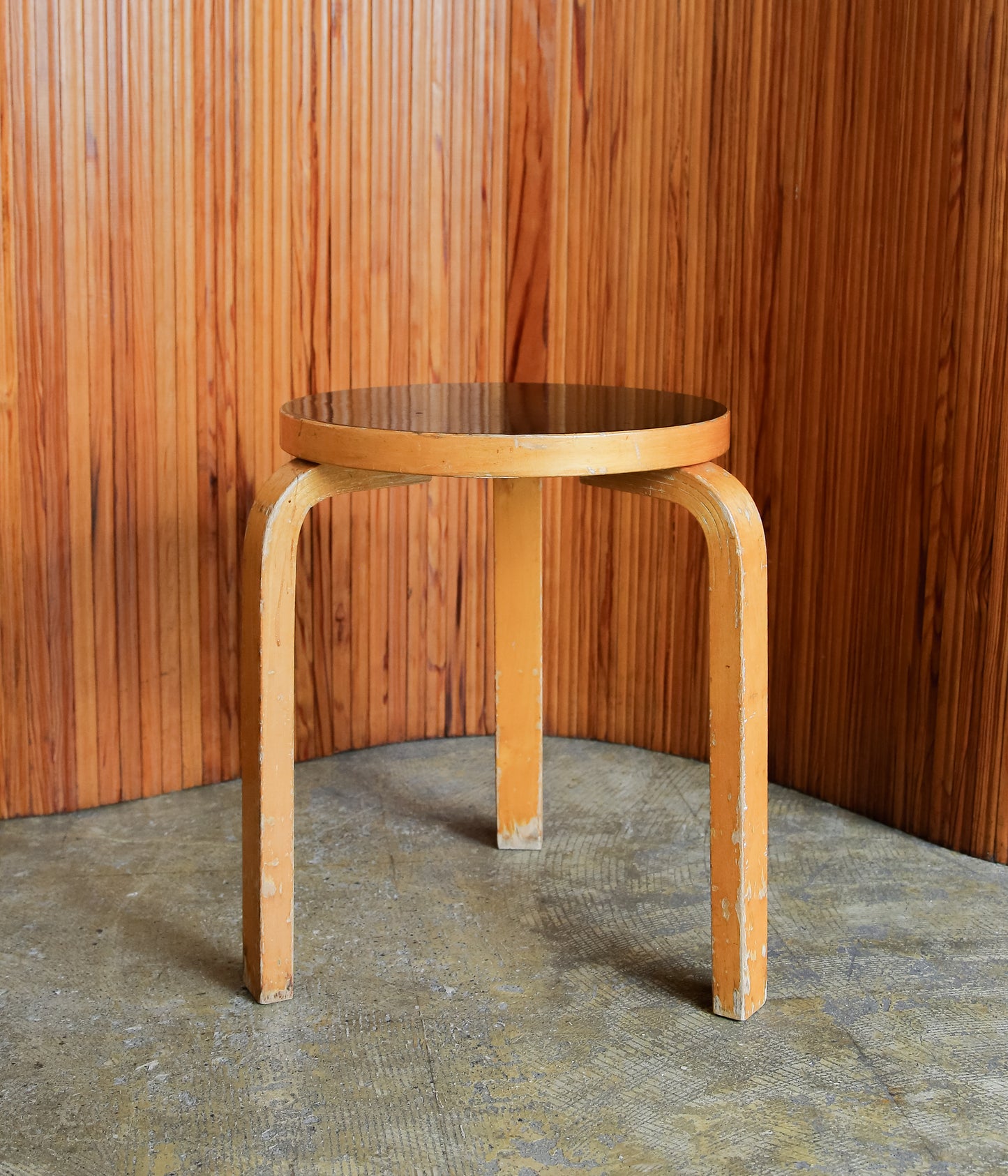VINTAGE FUNITURE ''106【ALVAR AALTO】STOOL 60 BLACK LINOUEM 50s'' (NATURAL)