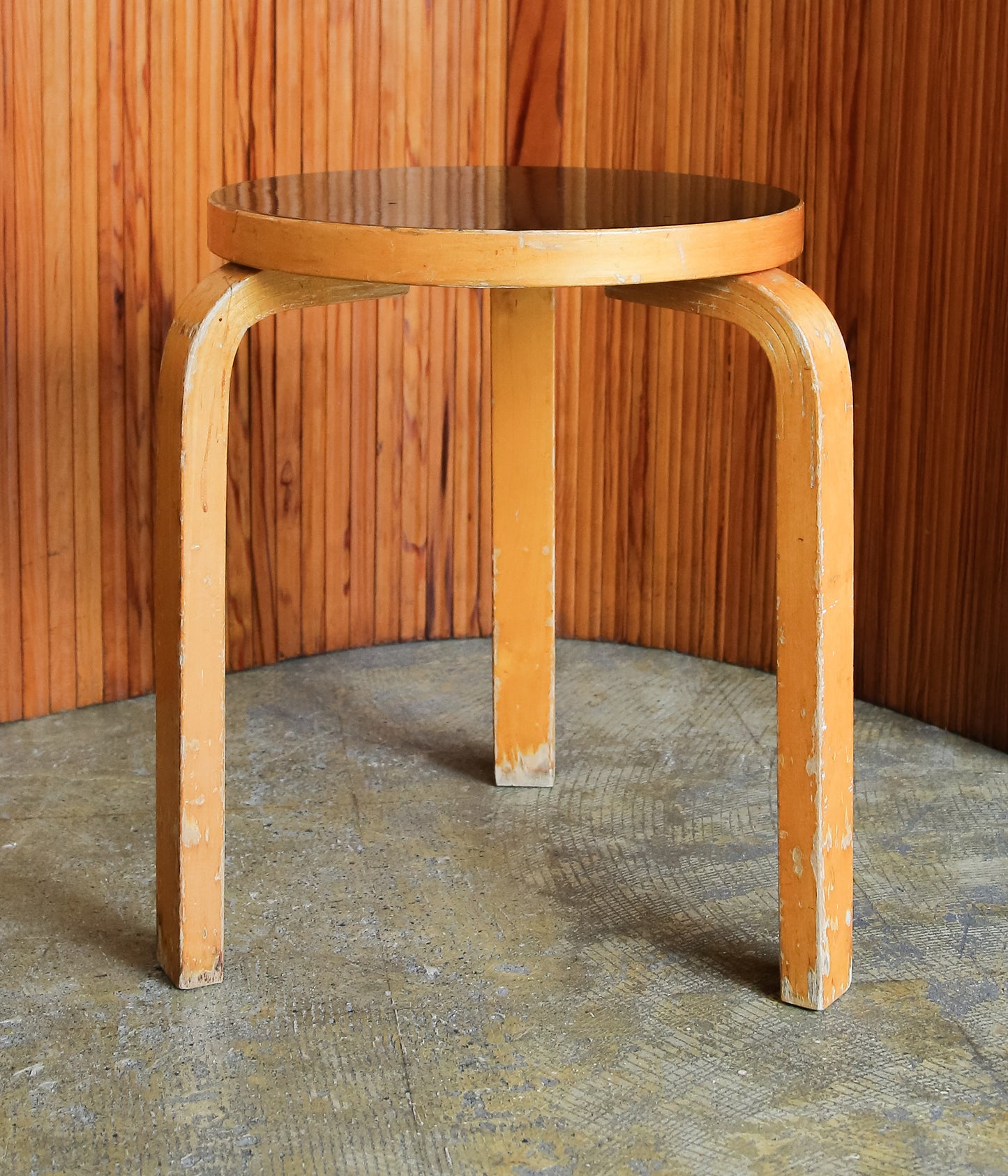 VINTAGE FUNITURE ''106【ALVAR AALTO】STOOL 60 BLACK LINOUEM 50s'' (NATURAL)