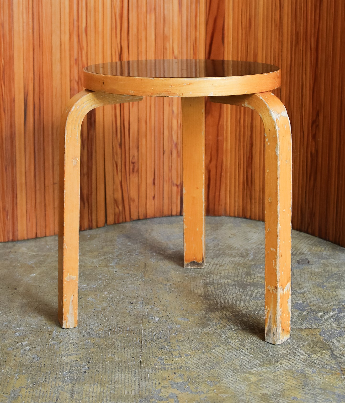VINTAGE FUNITURE ''106【ALVAR AALTO】STOOL 60 BLACK LINOUEM 50s'' (NATURAL)