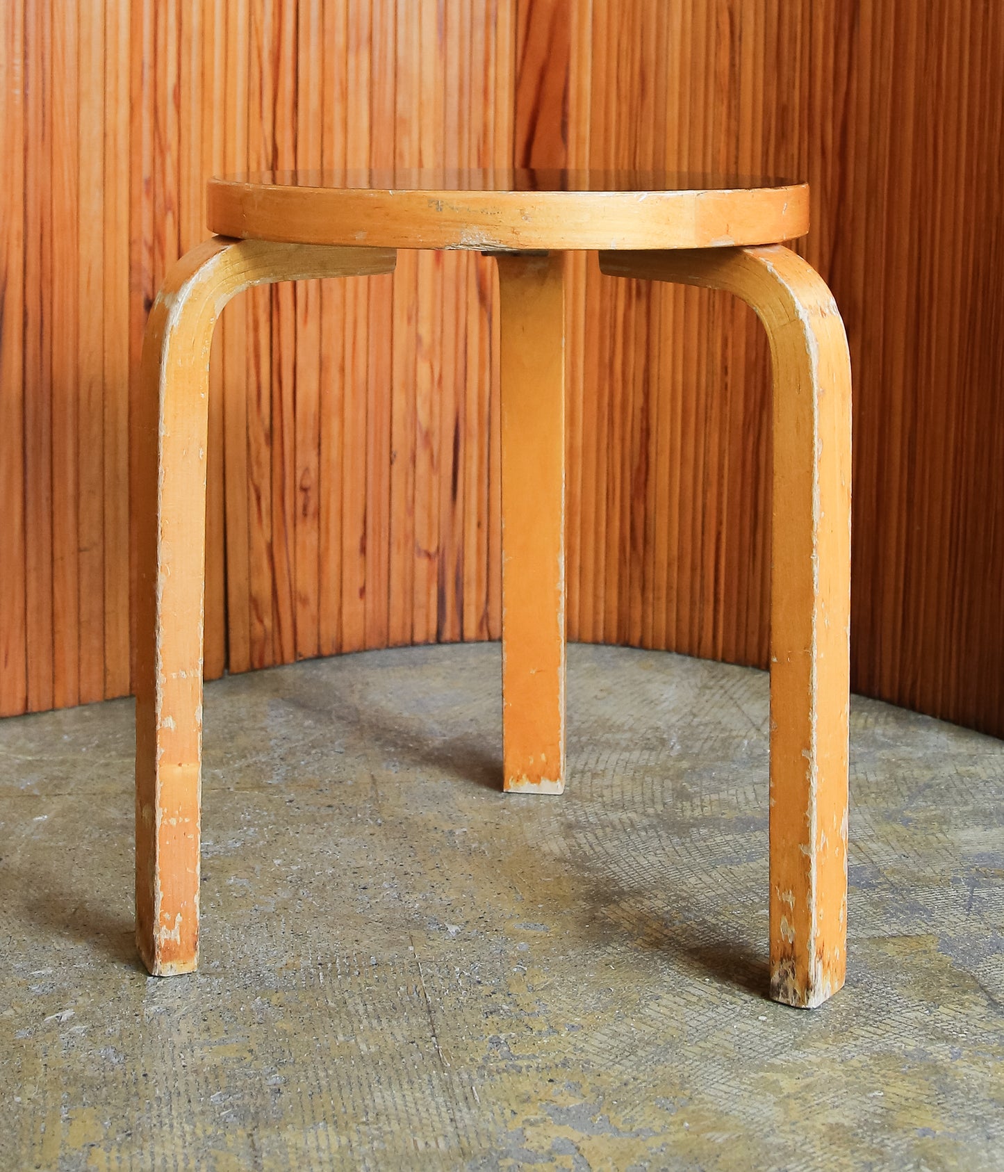 VINTAGE FUNITURE ''106【ALVAR AALTO】STOOL 60 BLACK LINOUEM 50s'' (NATURAL)