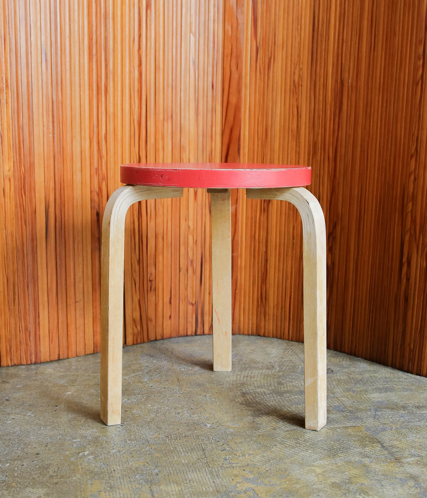VINTAGE FUNITURE ''5【ALVAR AALTO】STOOL60 50'S RED'' (RED)