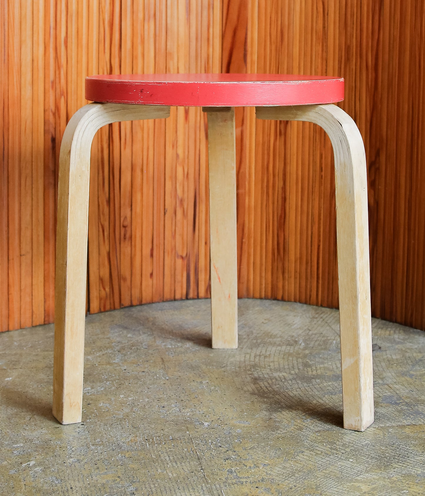 VINTAGE FUNITURE ''5【ALVAR AALTO】STOOL60 50'S RED'' (RED)