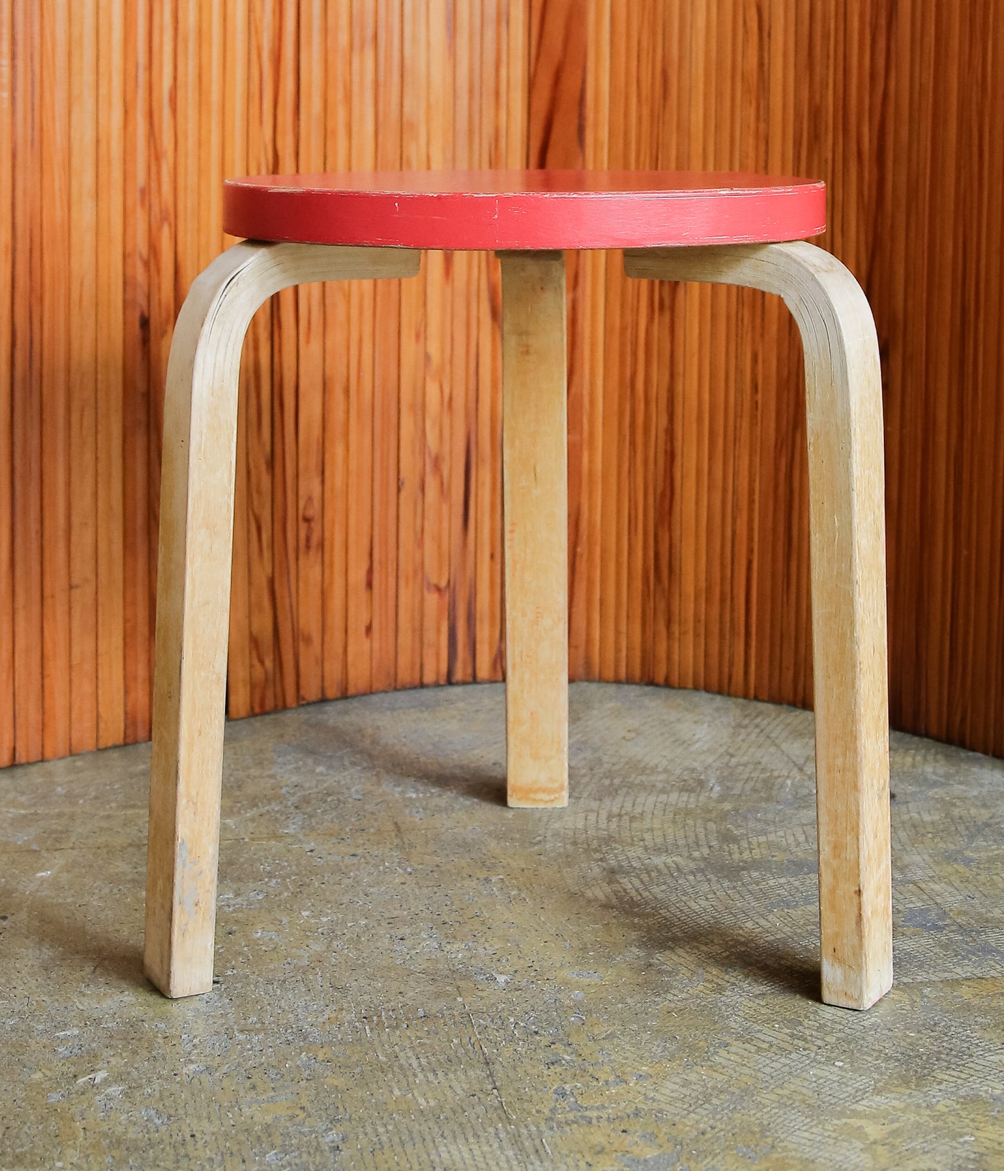 VINTAGE FUNITURE ''5【ALVAR AALTO】STOOL60 50'S RED'' (RED)
