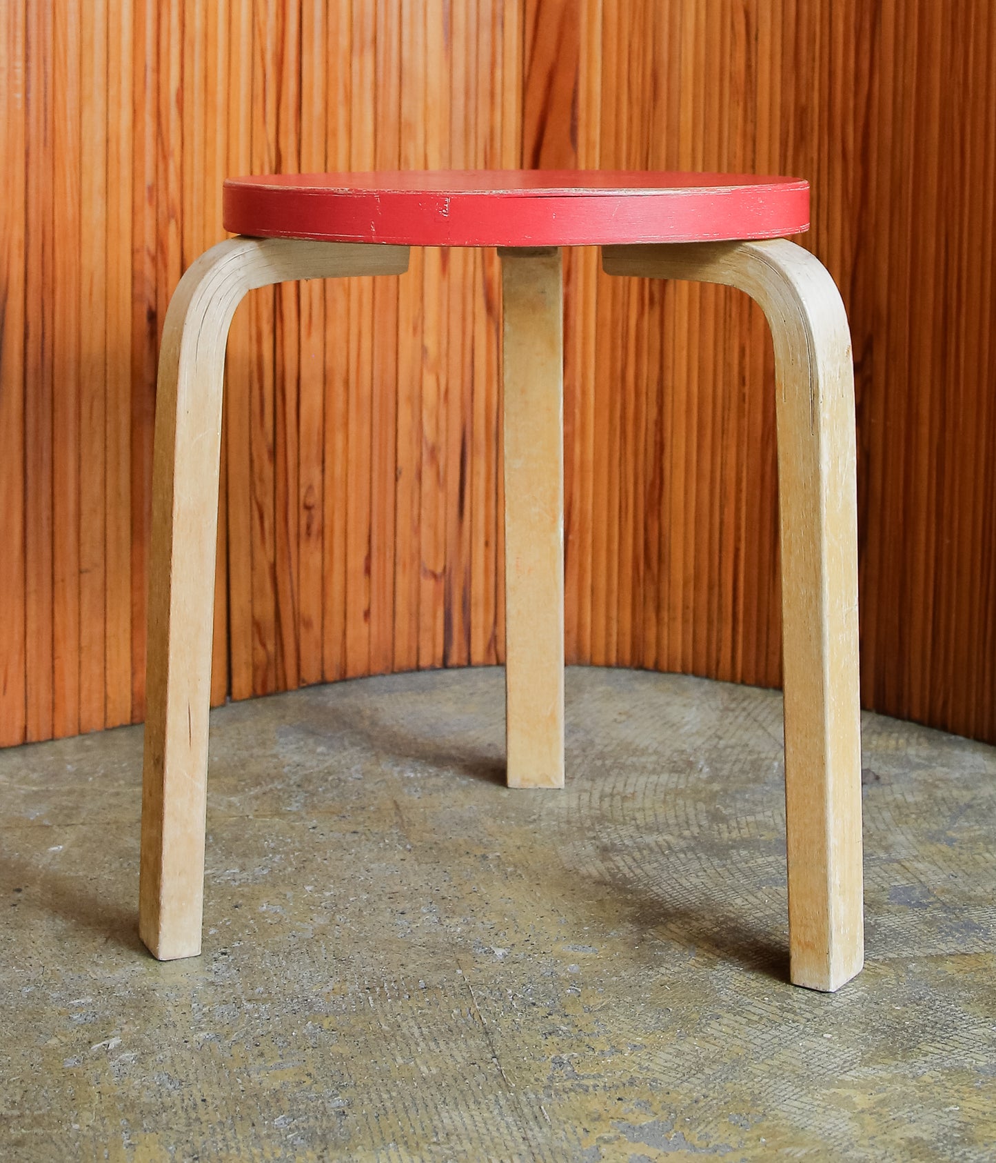 VINTAGE FUNITURE ''5【ALVAR AALTO】STOOL60 50'S RED'' (RED)