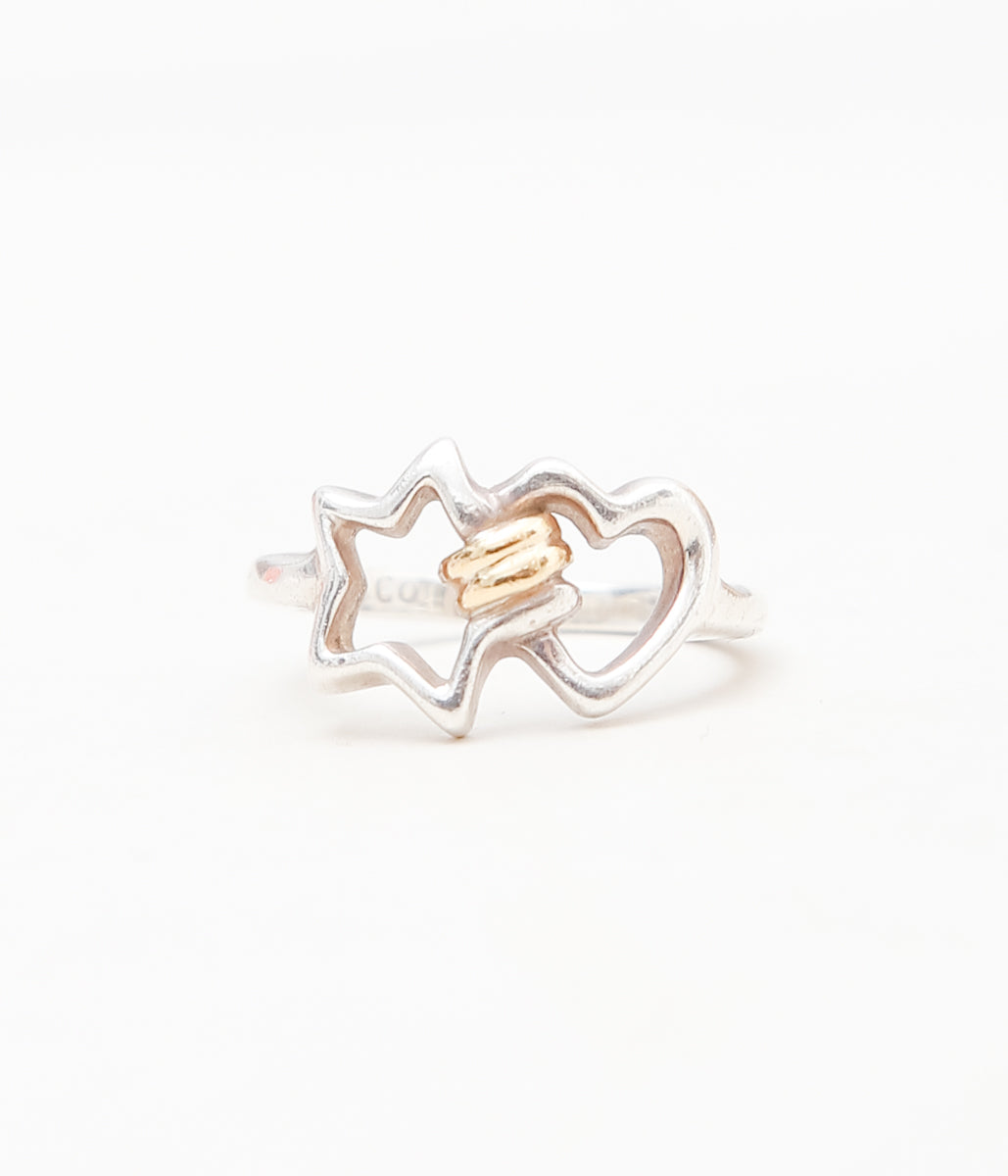 【VINTAGE JEWELRY】 TIFFANY ''STAR AND HEART COMBINATION RING'' (SILVER)