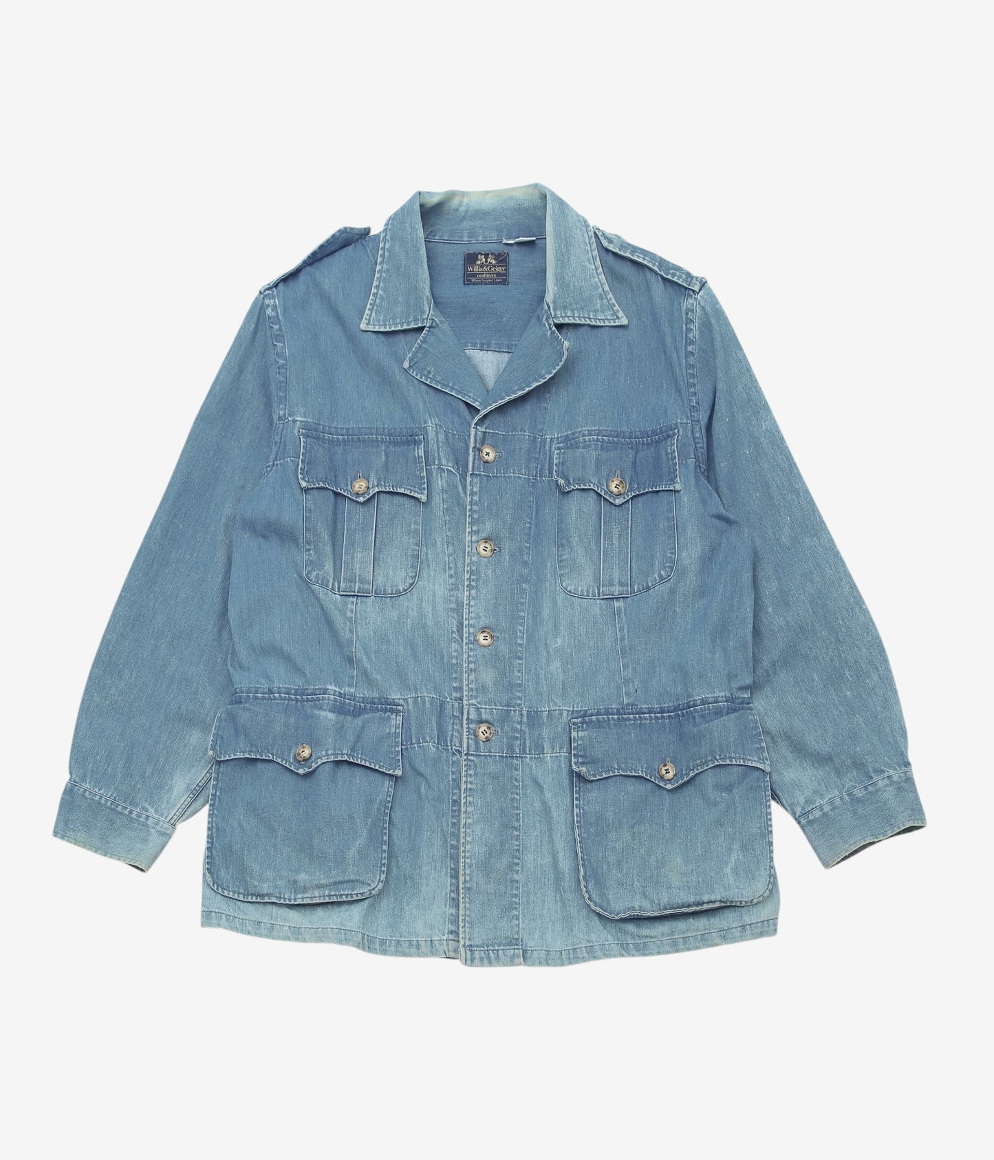 VINTAGE CLOTHING ''1980’S WILLIS&GEIGER DENIM SAFARI JACKET'' (INDIGO)