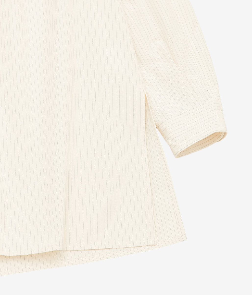 WANZE ''GATHERED BUTTON UP SHIRT '' (EGG SHELL)