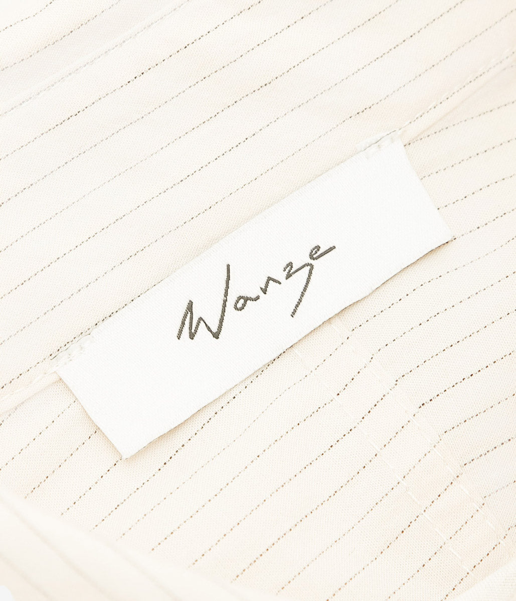 WANZE ''GATHERED BUTTON UP SHIRT '' (EGG SHELL)