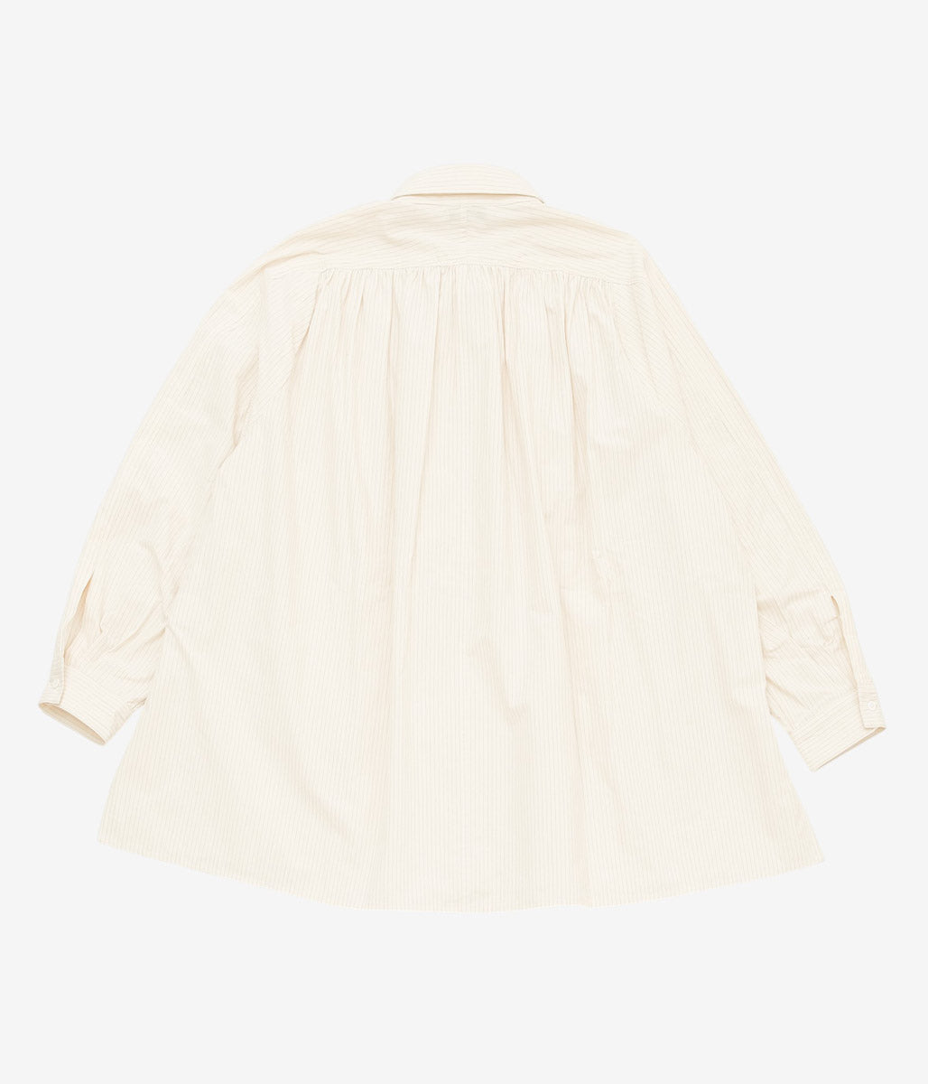 WANZE ''GATHERED BUTTON UP SHIRT '' (EGG SHELL)
